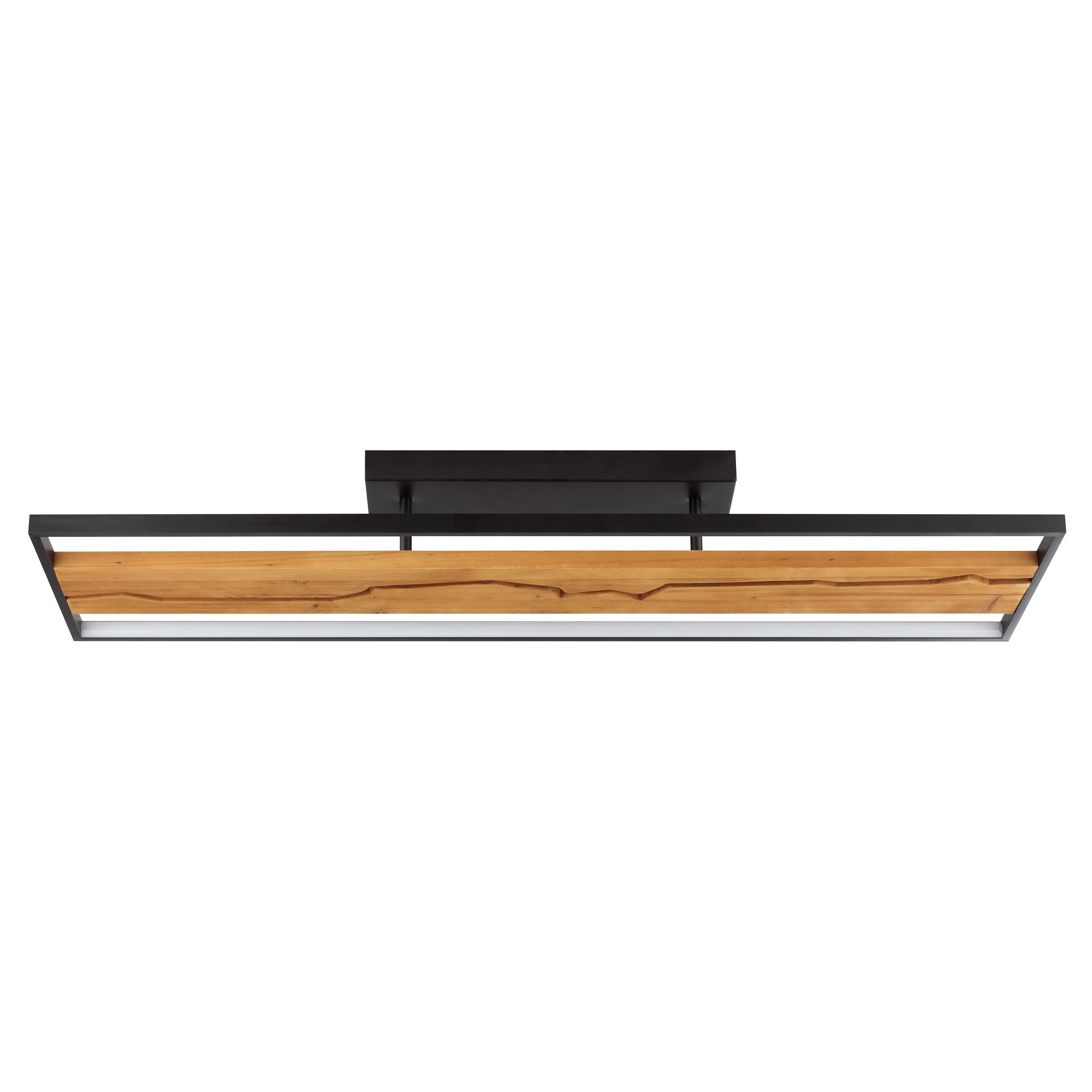 Brilliant LED Deckenleuchte Thunder, Dimmfunktion, LED fest integriert, Warmweiß, 100 x 30 x 13,5 cm, 6000 lm, 3000 K, Metall u. Holz, schwarz/braun