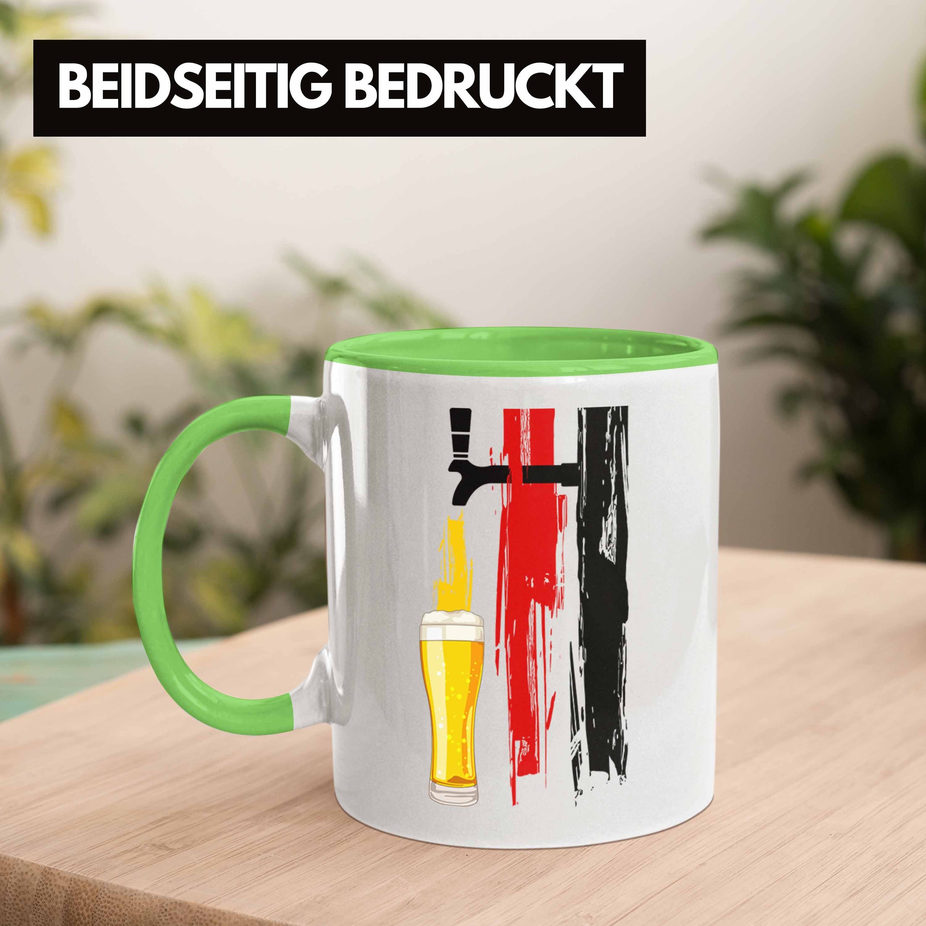 Trendation Tasse Trendation - für Geschenke mit und Grün Bier Tasse Grafik Männer Bier Deutschlandflagge