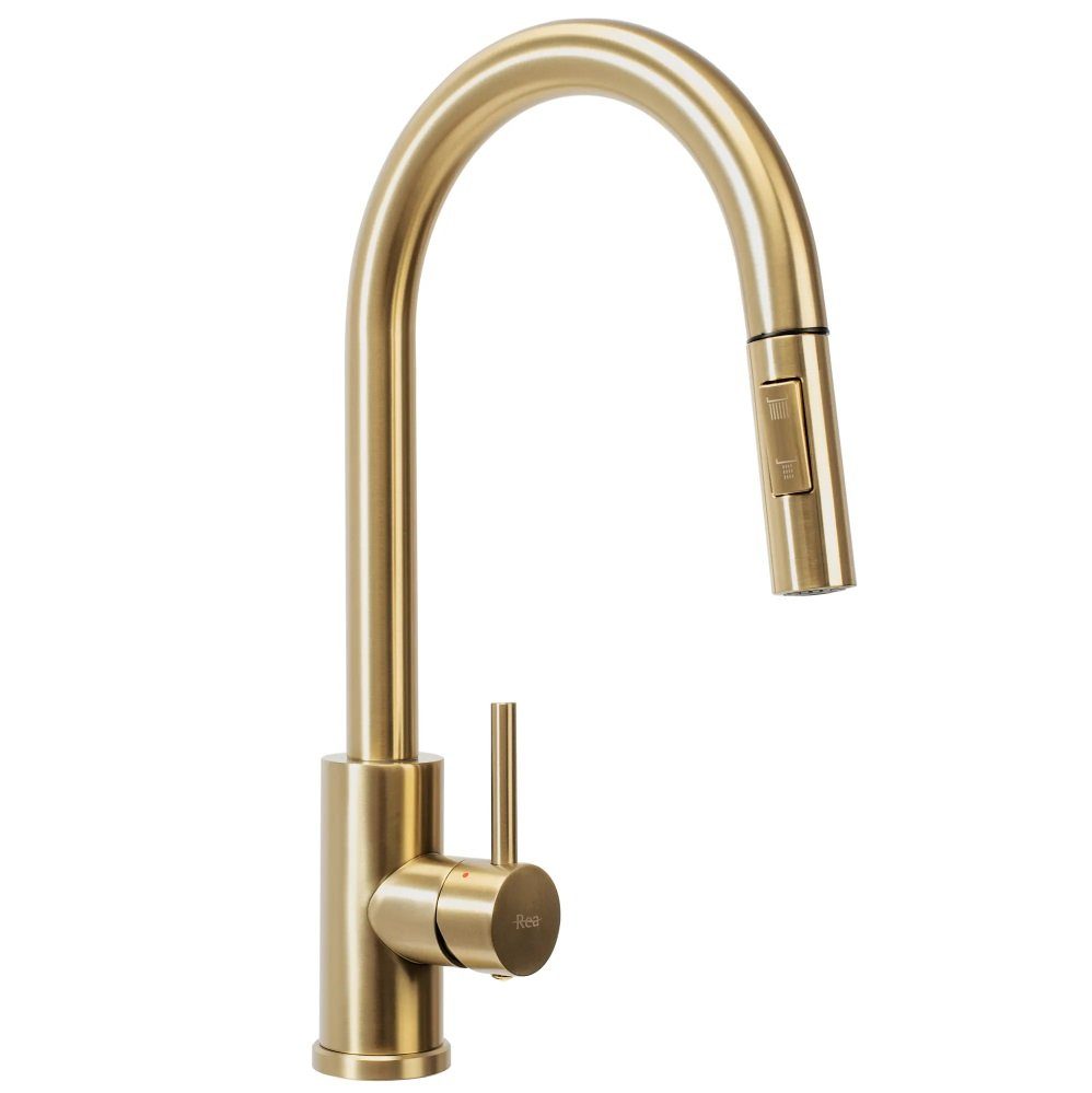 wohnwerk.idee Küchenarmatur ausziehbar Wasserhahn Küche Gold Matt Gebürstet Kupfer Schwarz Chrom