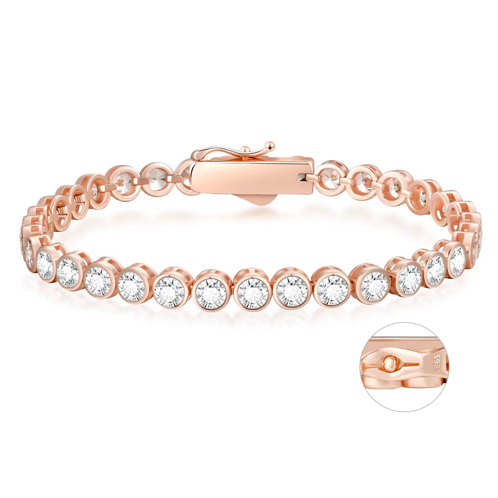 Tennisarmband Funkelndes Damen Tennisarmband Roségold 925 Sterling Silber 18cm