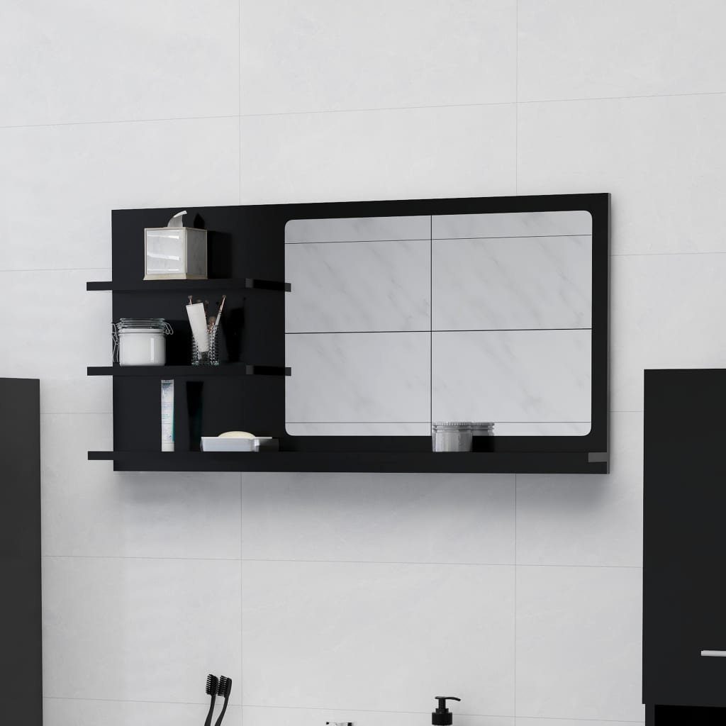 Badspiegel in Acryl (B/H/T: Schwarz Spanplatte, 90x45x10 aus cm), Friedensau möbelando
