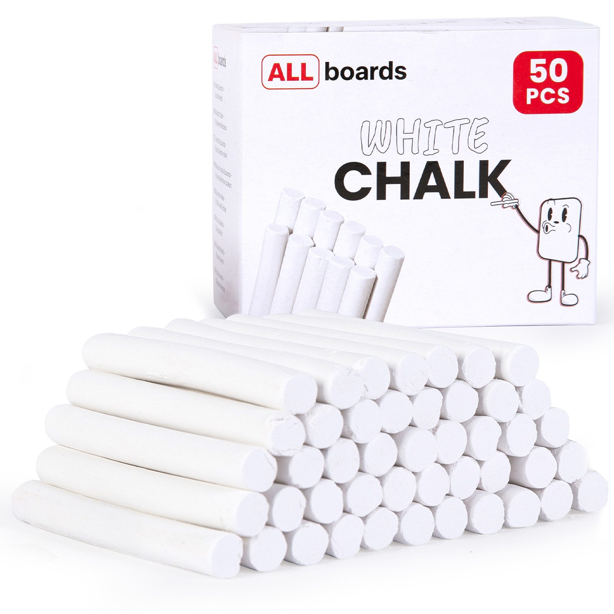 ALLboards Tafel Tafelkreide – 50er-Set, weiß