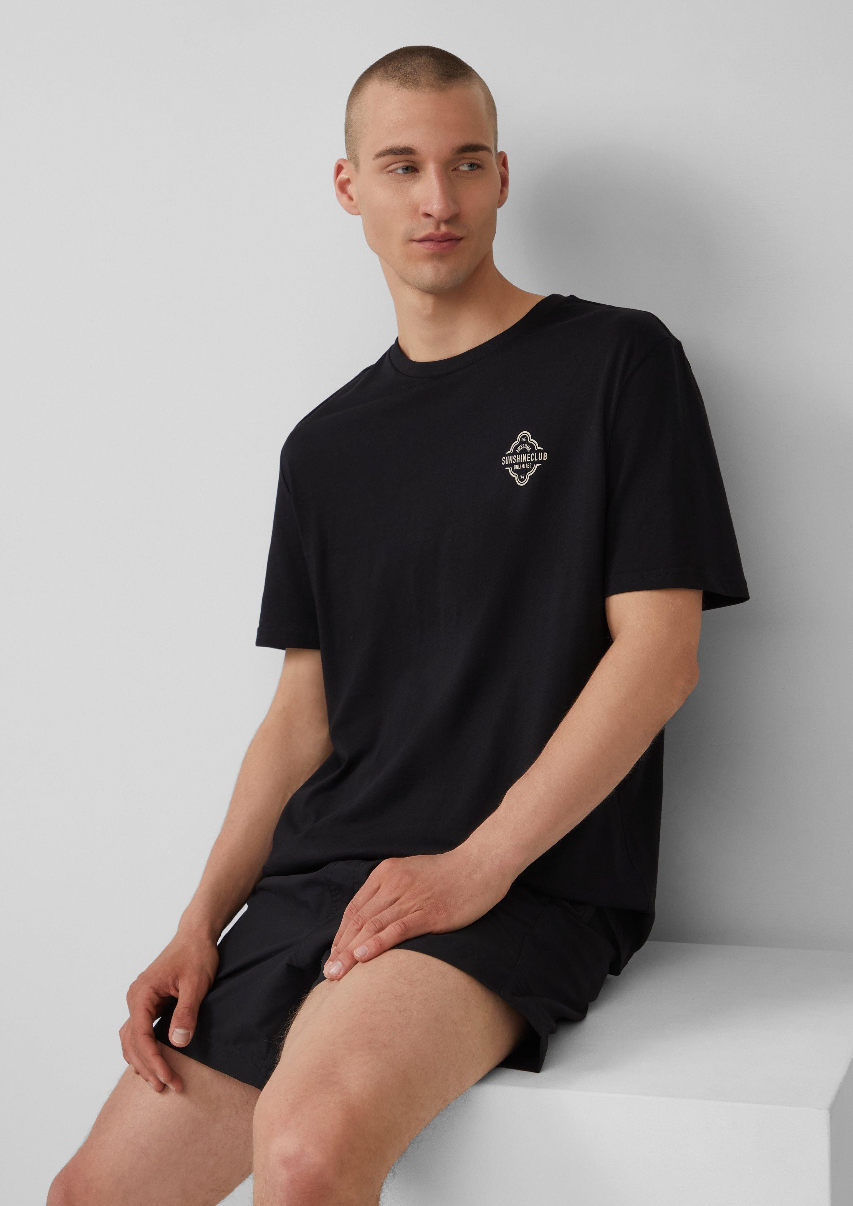 QS Kurzarmshirt T-Shirt mit kleinem Print günstig online kaufen