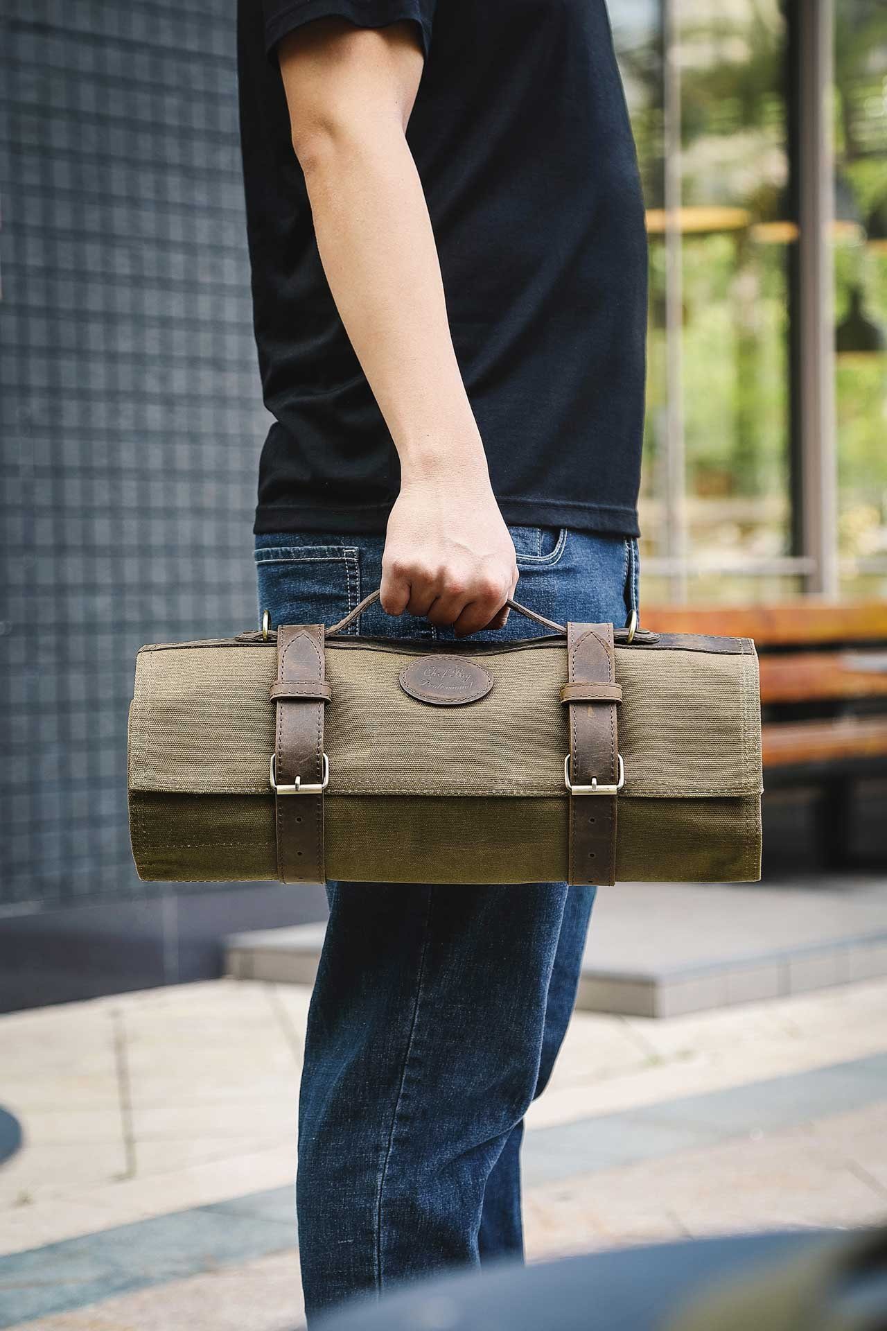 ZAYIKO Messertasche Profi Küchenmesser Tasche (grün) 12 Schlitze, tragbare Kochmesserrolle (1-tlg)