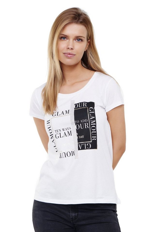 Decay T-Shirt mit modernem Brustprint, Aus feinem Materialmix mit Baumwolle  und Modal
