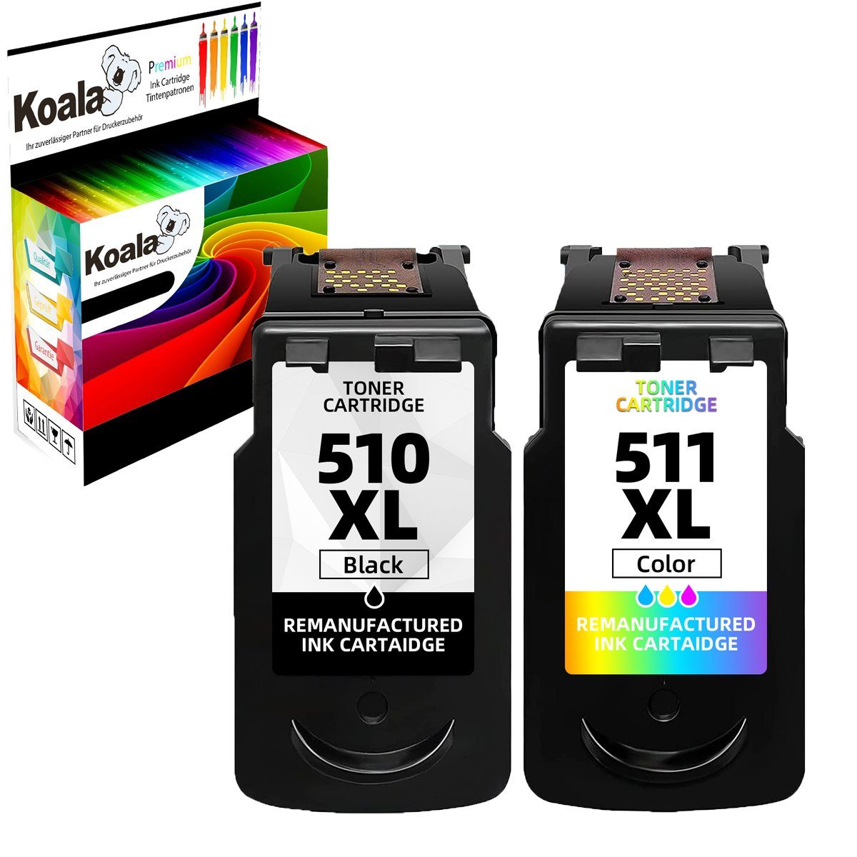 Koala Canon PG-510 CL-511 XL Doppelpack für Pixma iP2700 iP2702 MP240 MP250  Tintenpatrone (Packung, Für Canon PG510 CL511 XL Druckerpatrone PIXMA MX495  MP230 MP240 MP250)