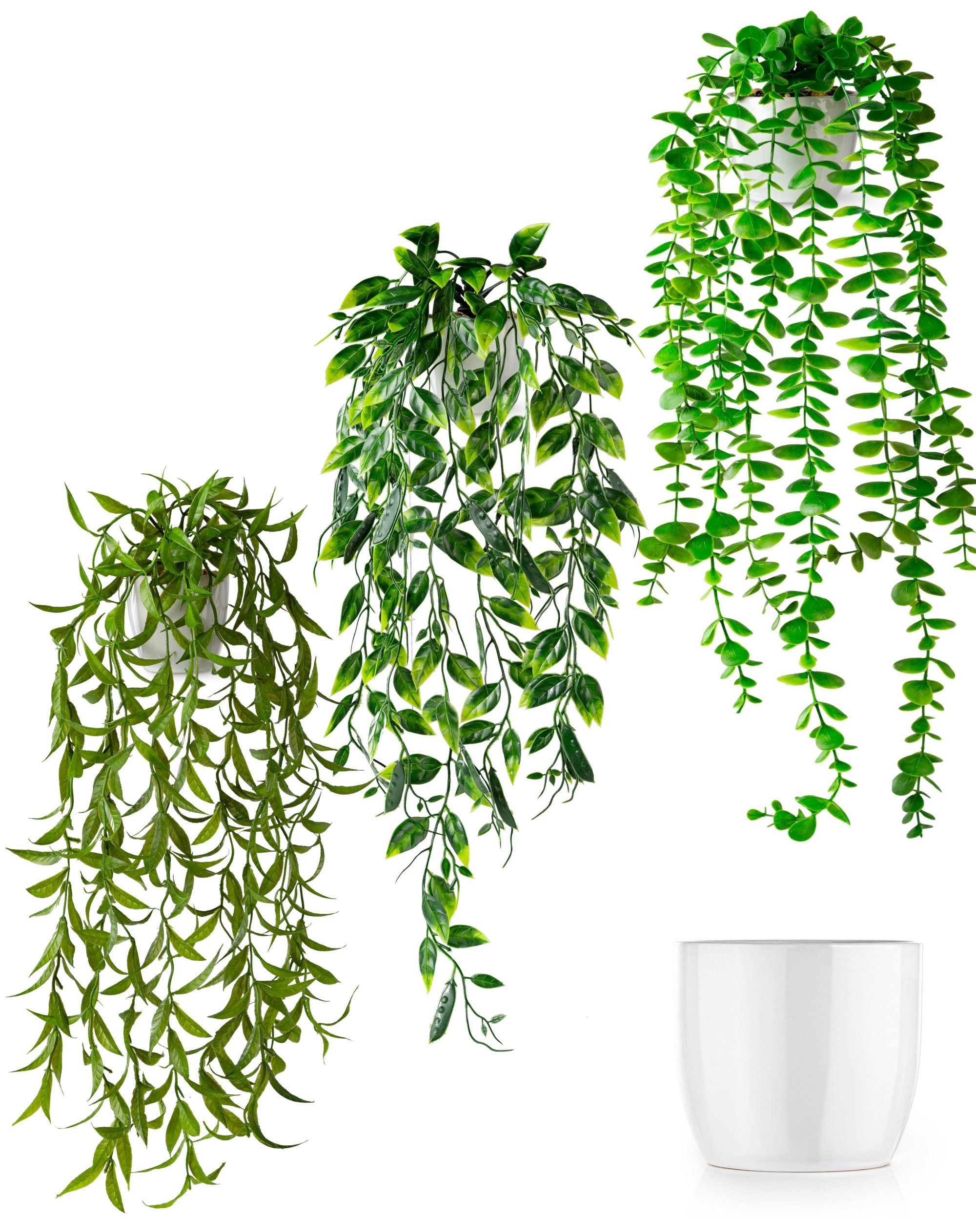 Kunstpflanze Künstliche hängepflanzen im Keramiktopf, Kunstpflanze hängend Efeu, Eukalyptus, Monstera, Zebrapflanze, PASCH