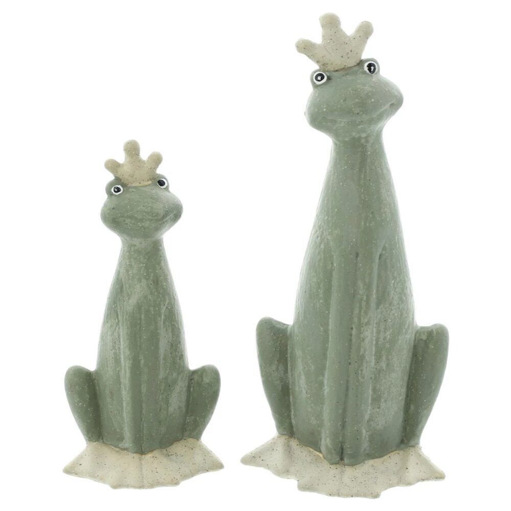 Gartenfigur Frosch König Gartendeko Figur Terracotta Frösche 2er Set
