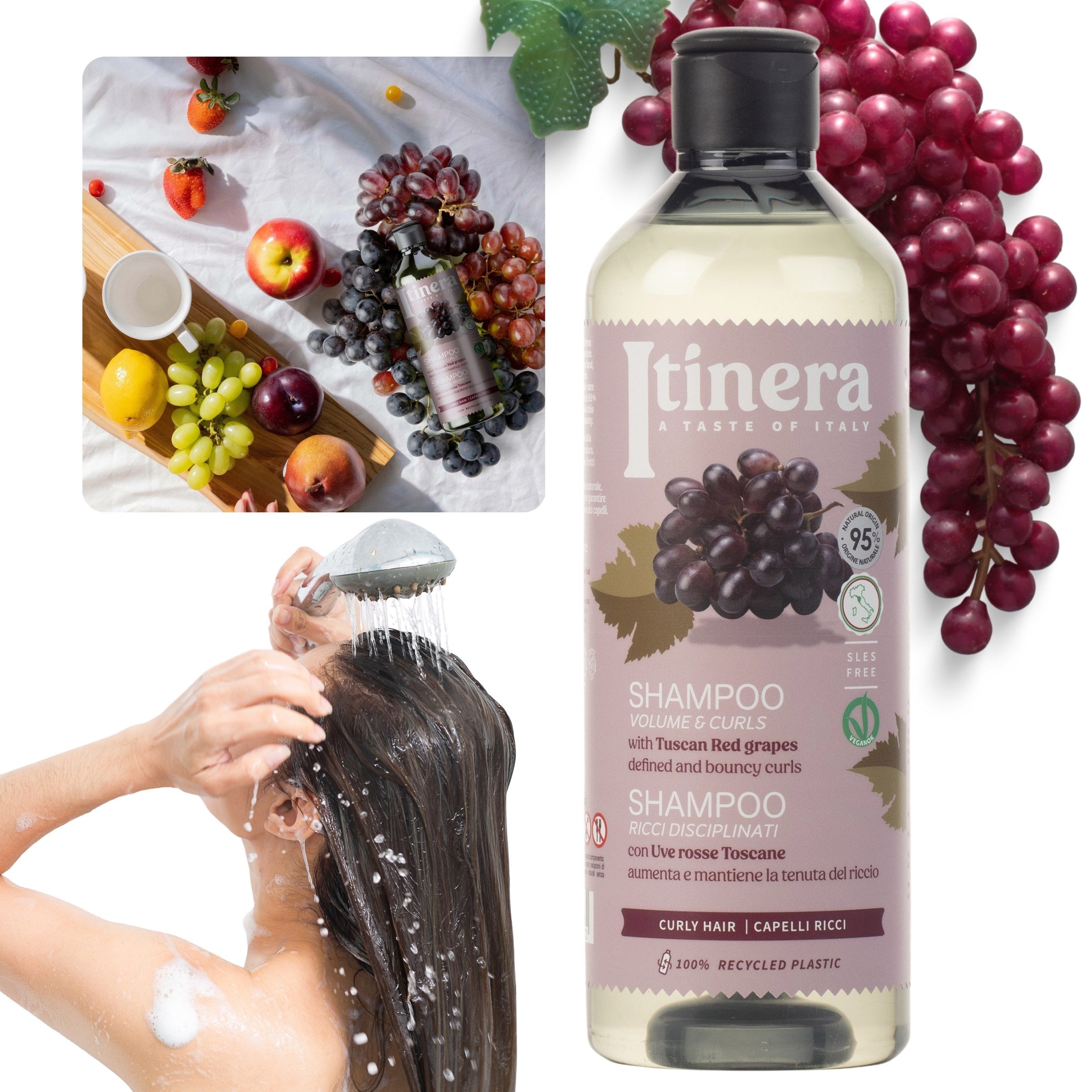 Sarcia.eu Haarshampoo ITINERA Shampoo für lockiges Haar, natürliche Inhaltsstoffe 370ml x5