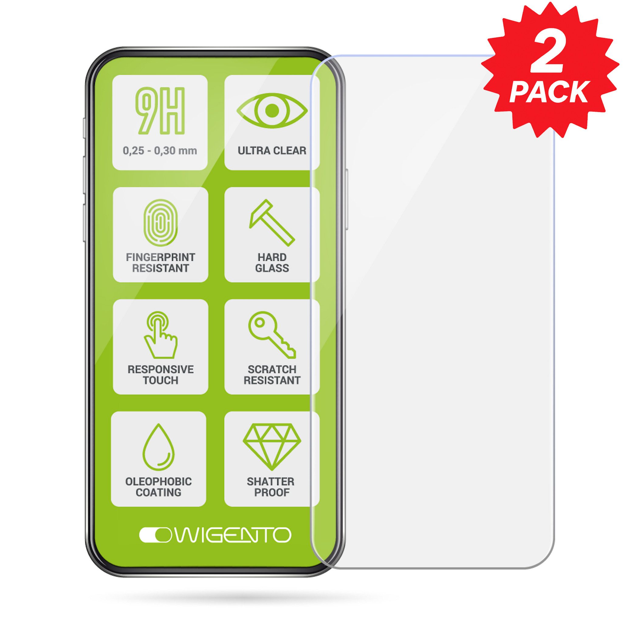 Wigento Handyhülle Für Blackview WAVE 9C 2x 2.5D 0.26mm 9H Hart Glas Display Schutzglas, Spar Set 0,26mm 9H 2.5D Hart Glas Folie, hoher Schutz