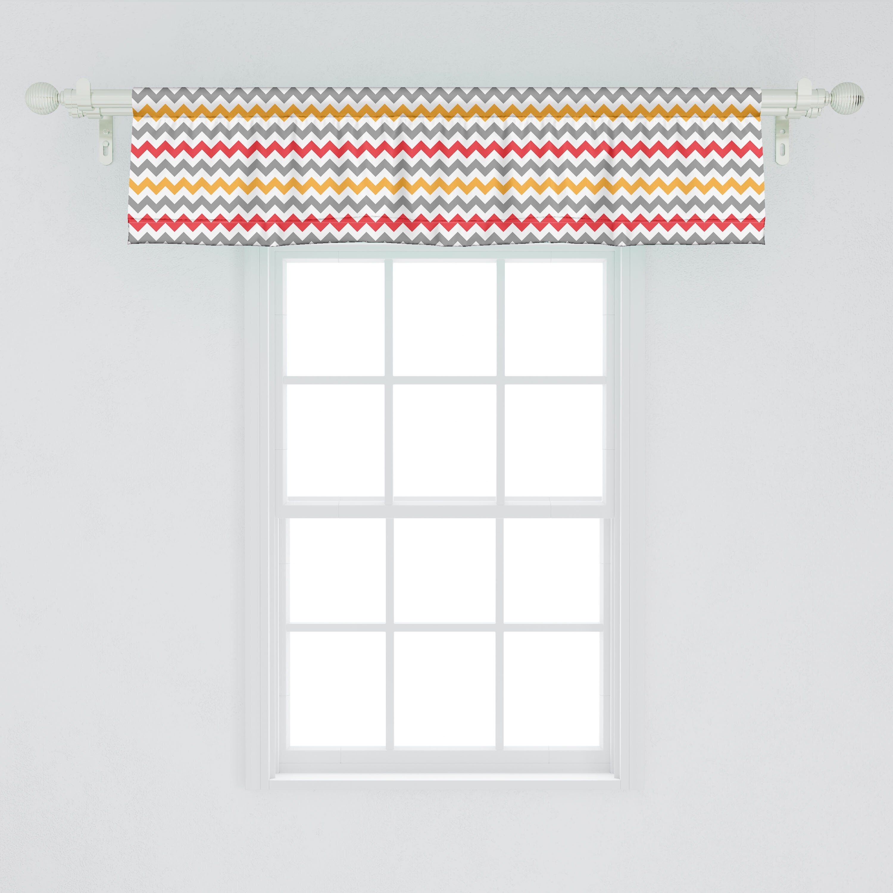 Scheibengardine Vorhang Volant Abstrakte Bunt Stangentasche, für Küche Schlafzimmer Microfaser, Abakuhaus, Retro Chevron Dekor mit