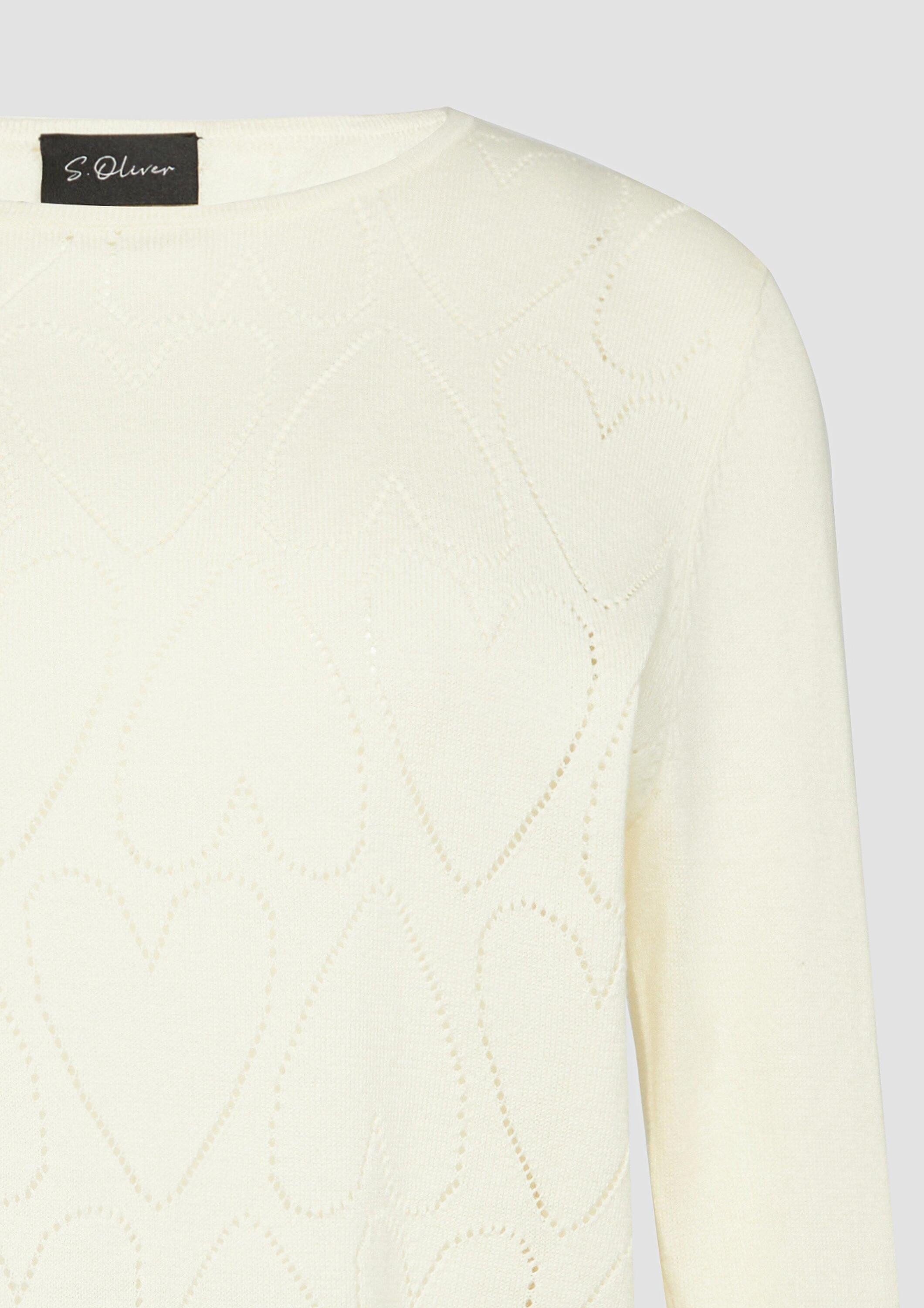 s.Oliver Longpullover Strickpullover Feinstrickpullover mit Herz-Ajourmuster
