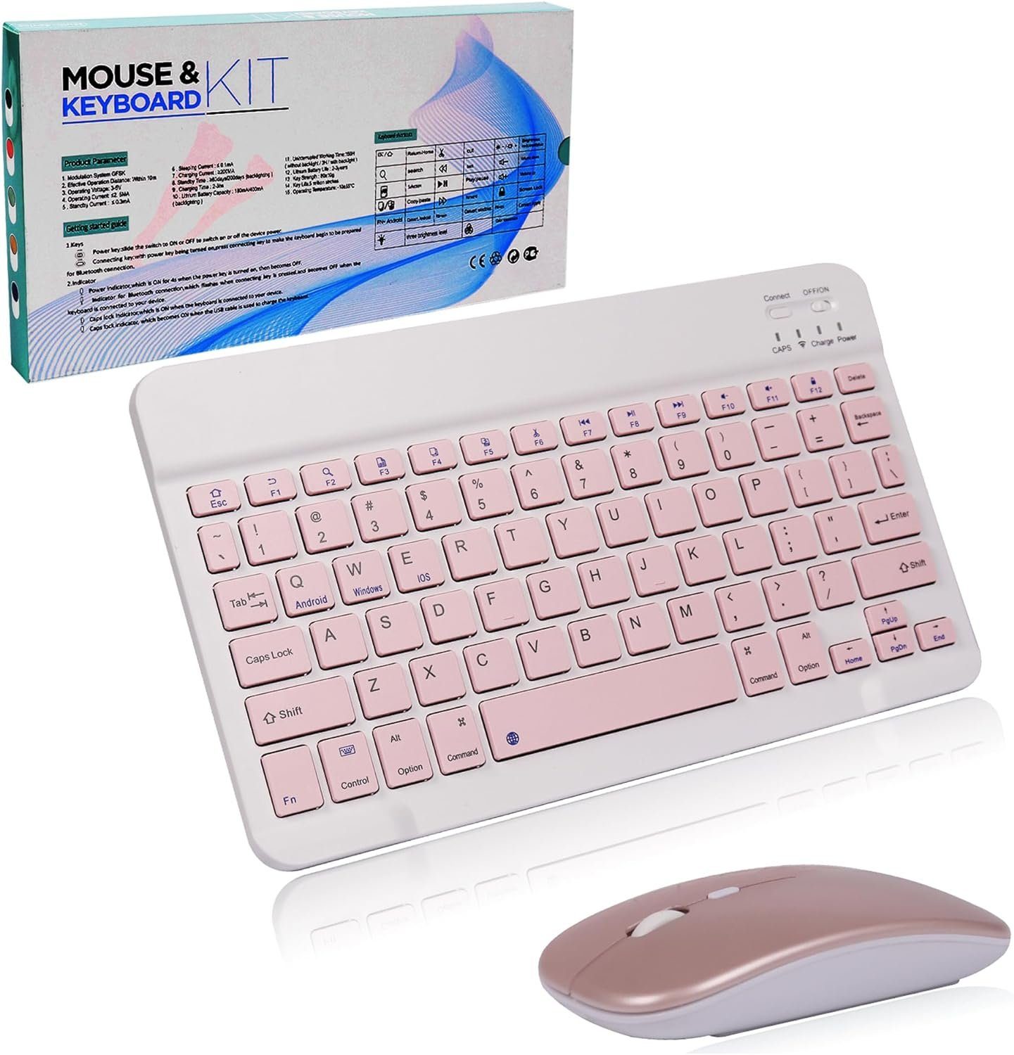 Civetes Kabellos, Mini Ultra-Dünn Tastatur- und Maus-Set, Revolutionäre kabelloseTastaturundMaus:Effizienz Stil und Flexibilität