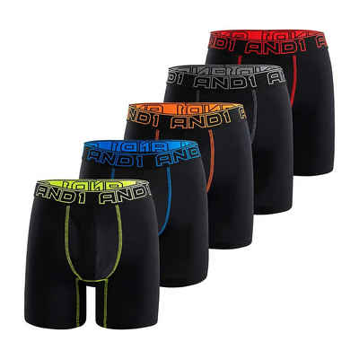 TEXEMP Boxershorts AND1 Boxershorts Herren 5er Pack Unterwäsche Unterhosen Boxer Shorts (5-St) Kein kratzender Zettel - Hoher Beinausschnitt