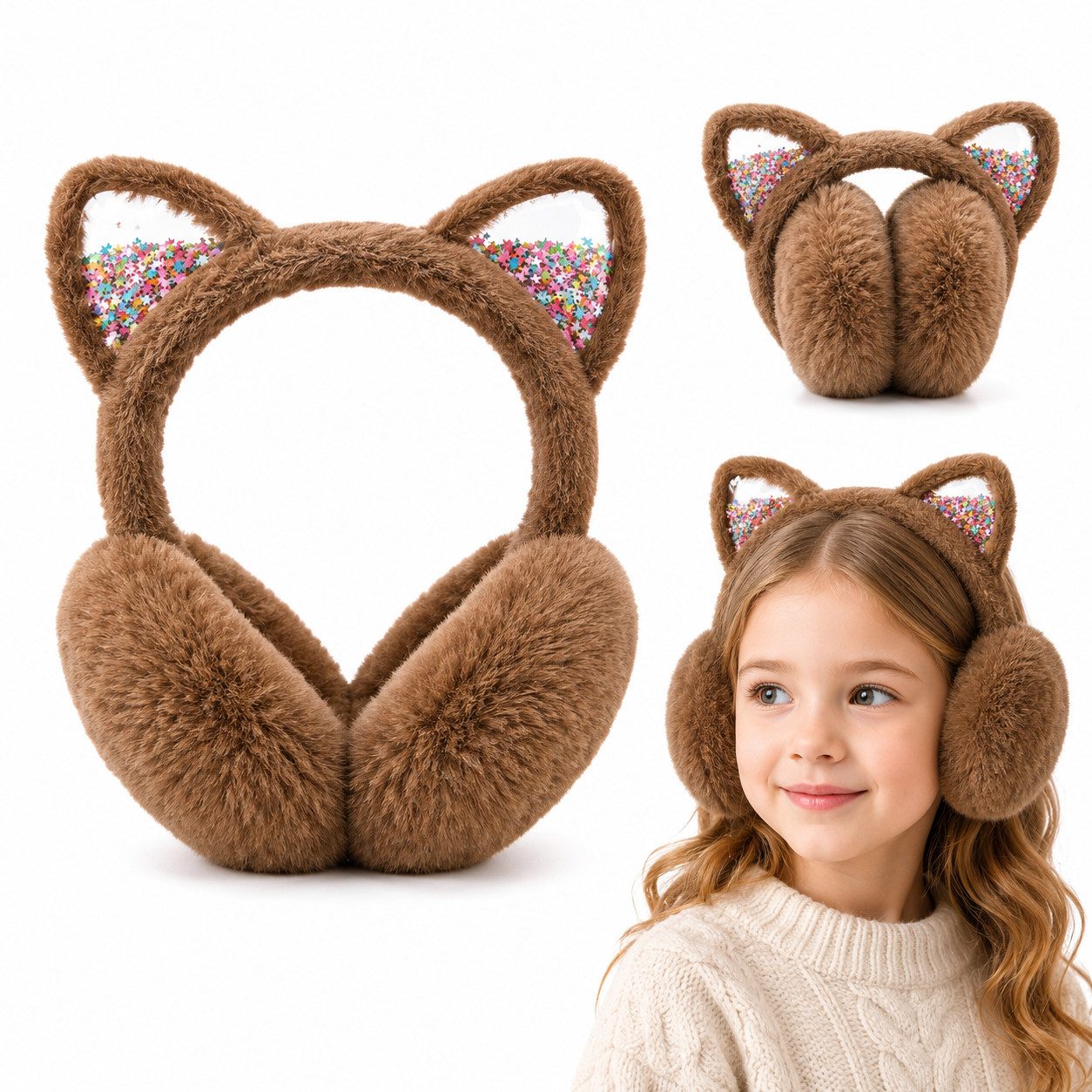 nsihing Ohrenmütze Kinder Ohrenmütze Winter, Flauschiger Ohrwärmer Faltbar Warmer Gehörschutz für Mädchen & Jungen, Outdoor Zubehör