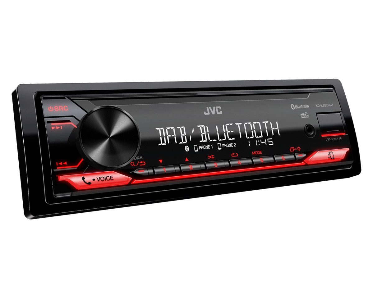 JVC KD-X282DBT Autoradio mit DAB+/FM, Bluetooth und Front-AUX/USB Autoradio (Digitalradio (DAB), UKW/MW, 30 W, Freisprechanlage, Akkuwarnung Bordbatterie, kontraststarkes LCD-Display)