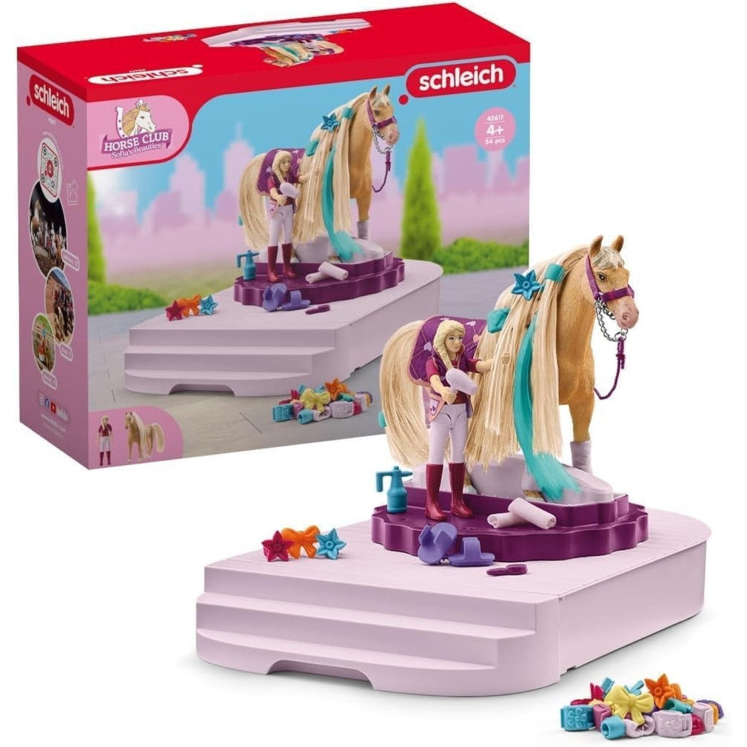 Schleich® Actionfigur 42617 - Sofia's Beauties Pflege Styling Station Pferd und Reiterin