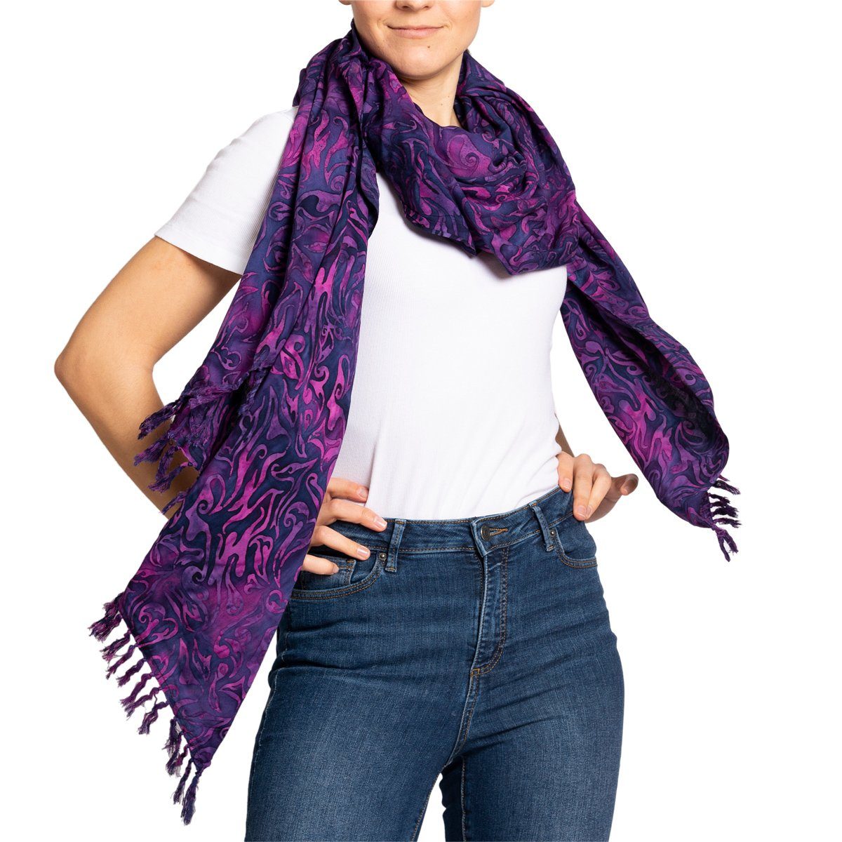 PANASIAM XXL-Schal sommerlicher Kuschelschal aus hochwertiger Viskose gut als Stola, Schultertuch Schal aber auch als Strandtuch oder Wickelrock tragbar