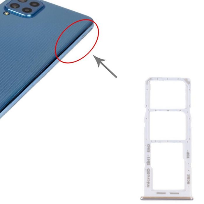 Wigento Dual Sim + Micro SD Karten Halter Adapter für Samsung Galaxy M32 5G Ersatzteil Weiß Smartphone-Adapter 0 cm