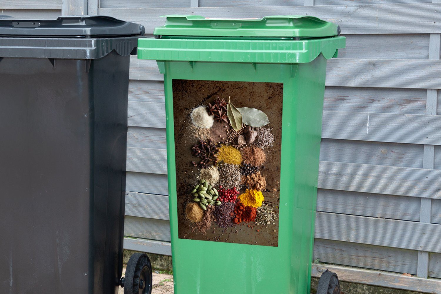 MuchoWow Wandsticker Kräuter Mülleimer-aufkleber, Abfalbehälter Gewürze Mülltonne, St), Pflanzen - Container, - (1 Sticker