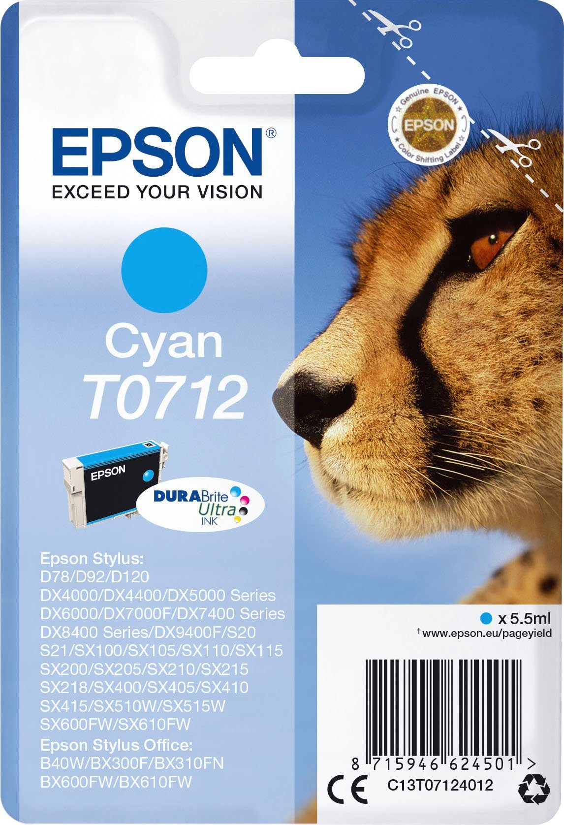 cyan) T0712 (original Tintenpatrone Epson T0712 Druckerpatrone