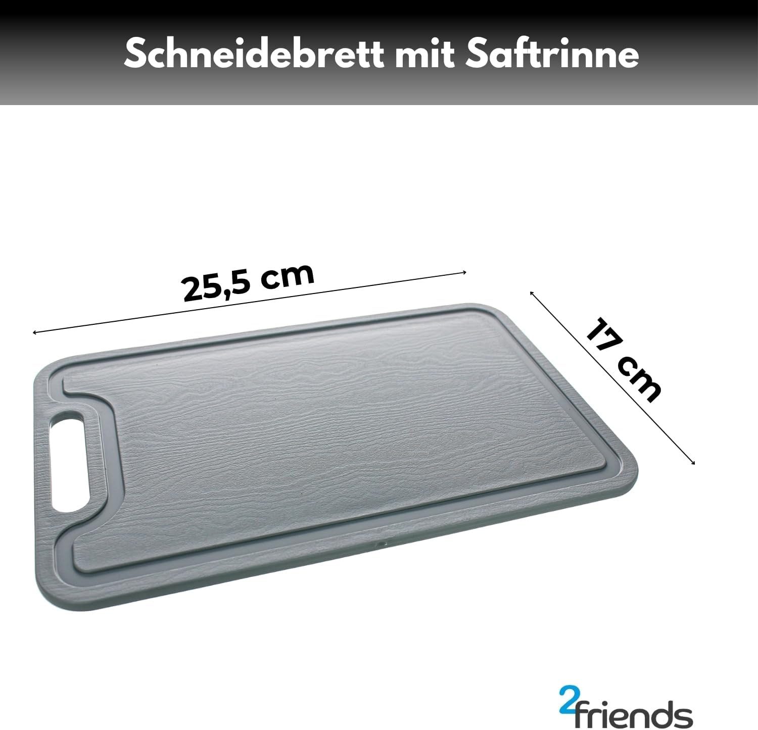 Centi Schneidebrett CUTLINA Schneidebrett-Set mit Saftrinne, Kunststoff, (2er-Set), – 25,5 × 17 × 1 cm – weiß & grau