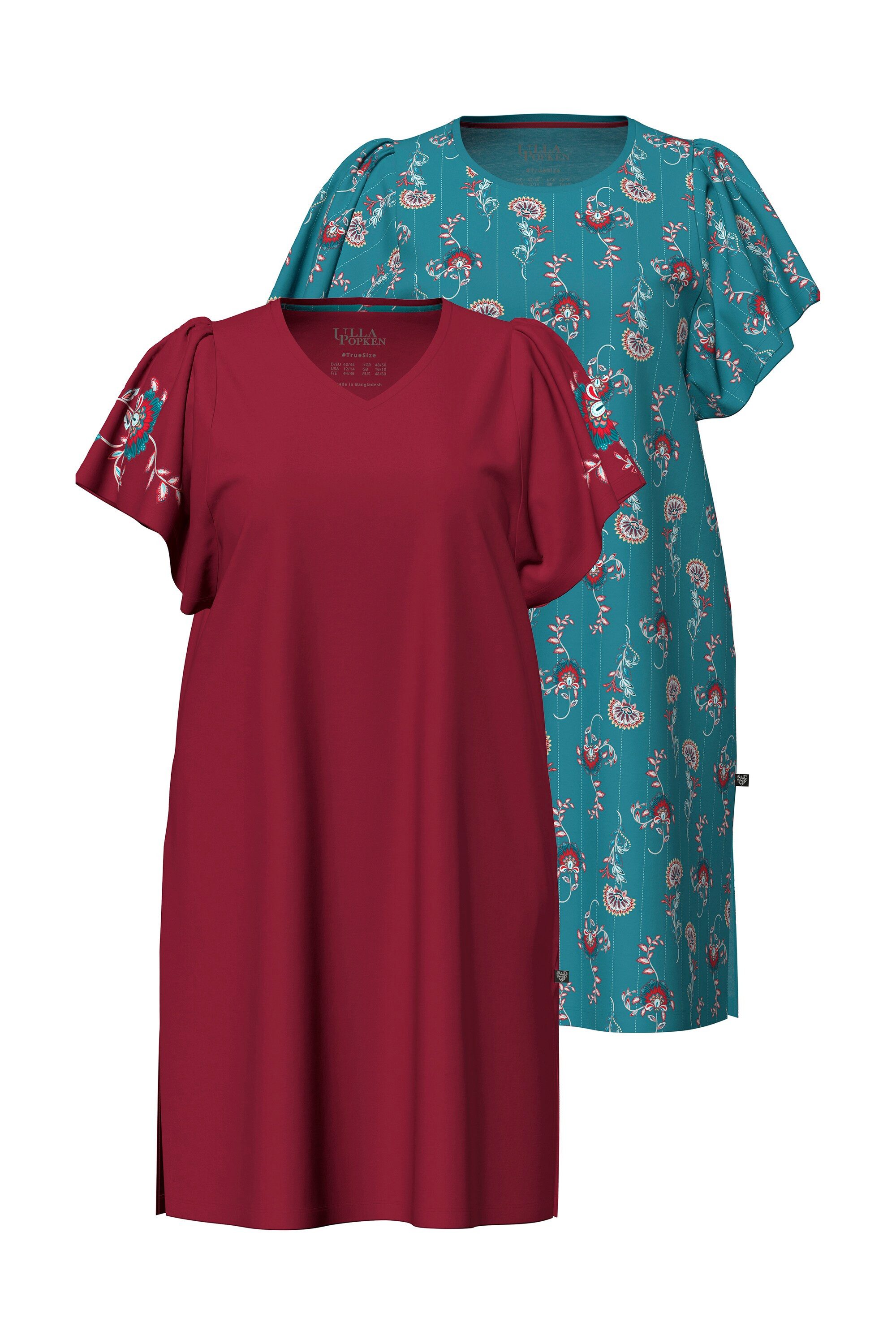 Ulla Popken Bigshirt Bigshirts 2er-Pack Paisley V-Ausschnitt