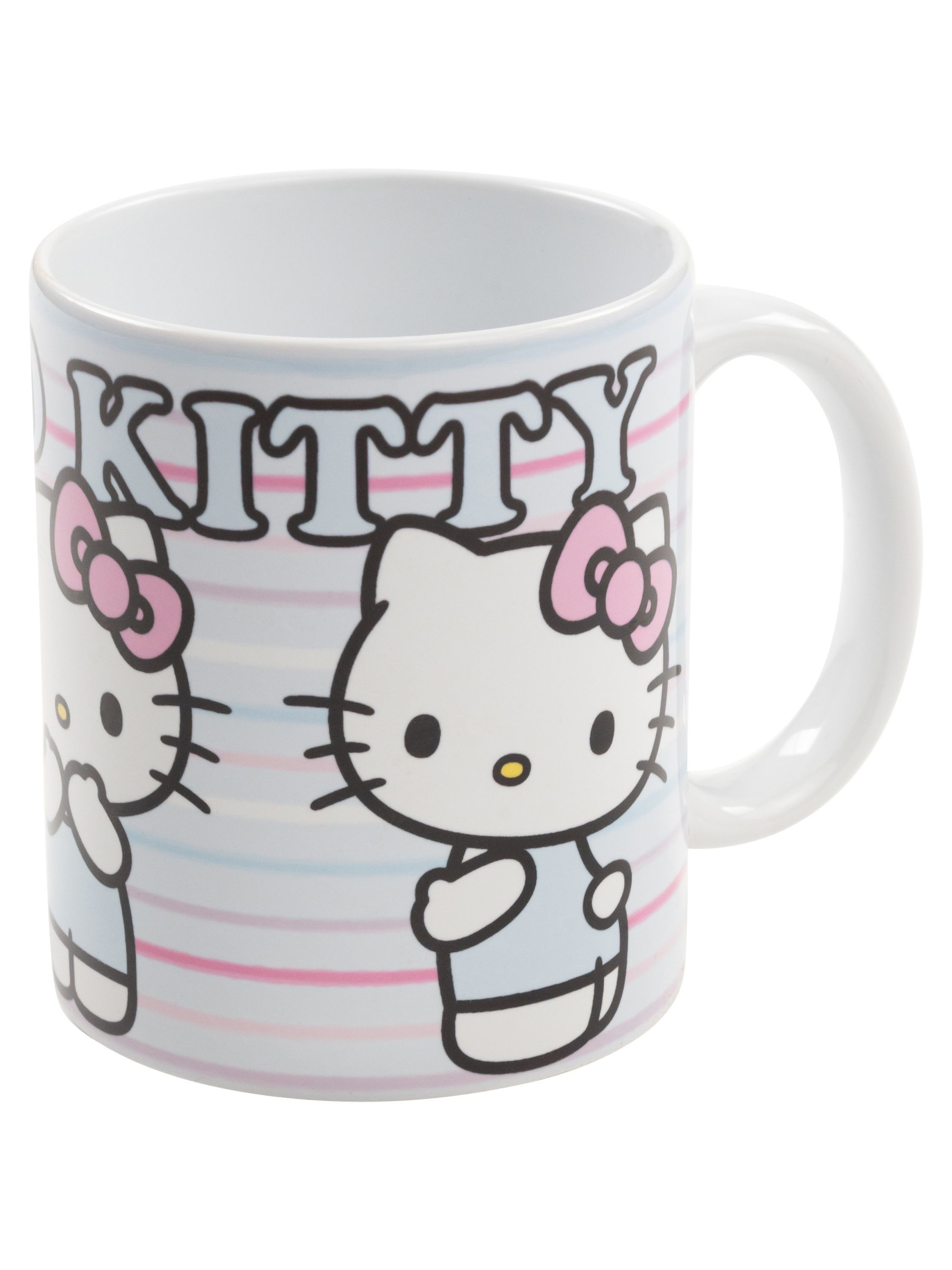 United Labels® Tasse Hello Kitty Tasse Streifen Kaffeetasse Becher Kaffeebecher 320 ml, Keramik