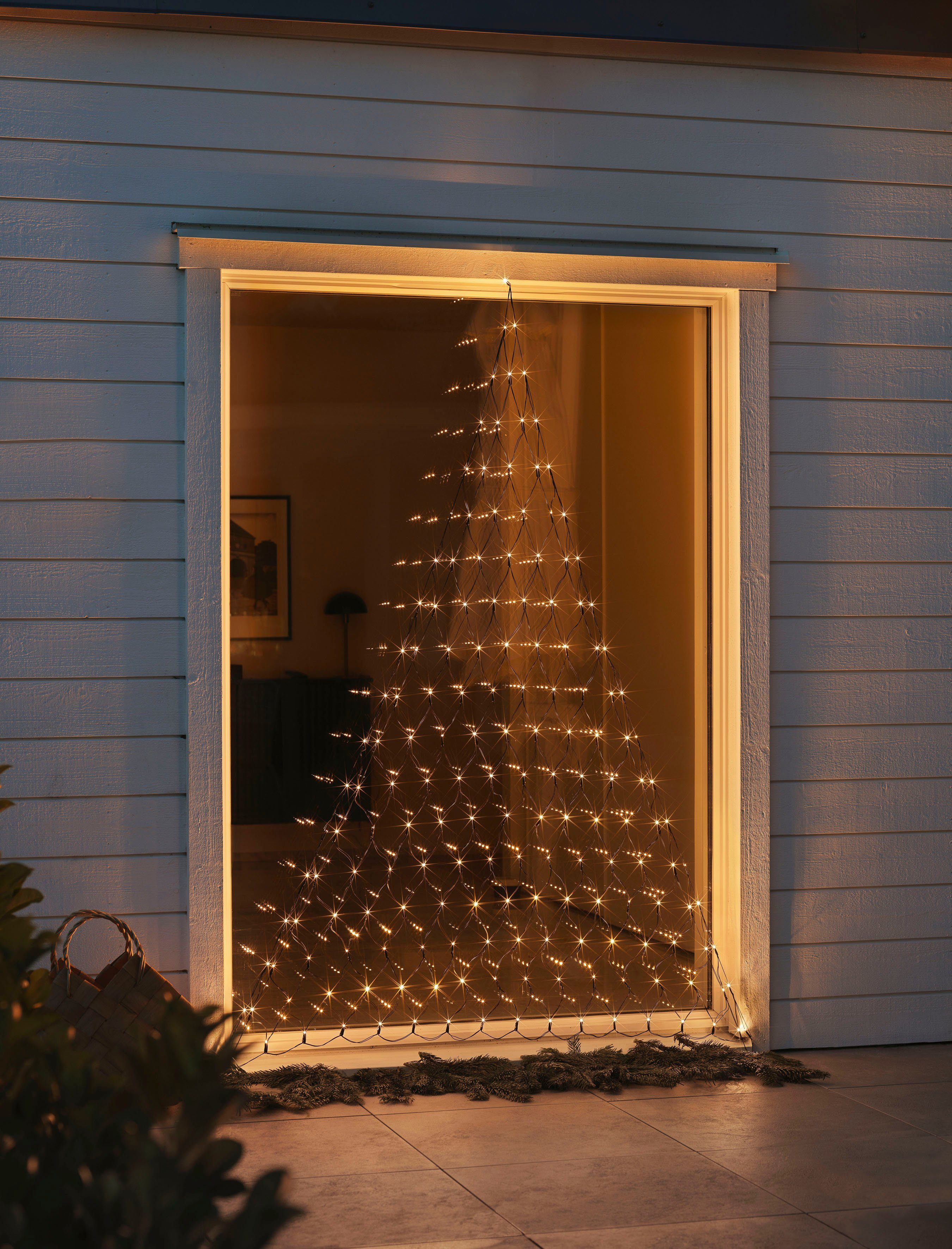 KONSTSMIDE LED-Lichternetz Triangel, 231-flammig, LED Lichternetz, bernsteinfarbene Dioden