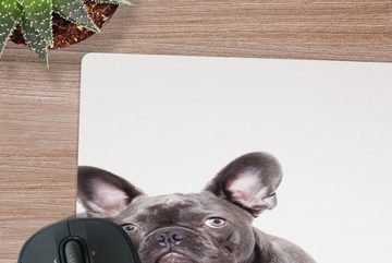 MuchoWow Mauspad Französische Bulldogge - Portrait - Schwarz (1-St), Gaming, Mousepad, Büro, 18x27 cm, Mausunterlage