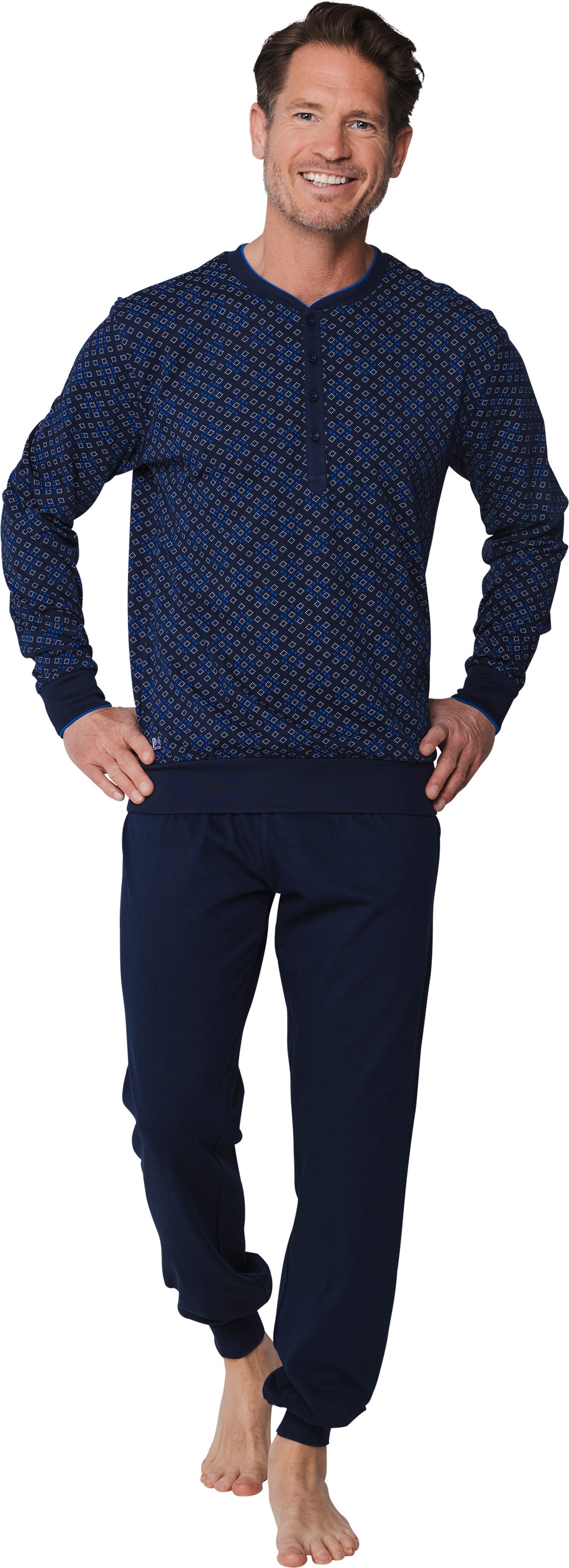 Schlafanzug Modischer Herren Pyjama mit Bündchen