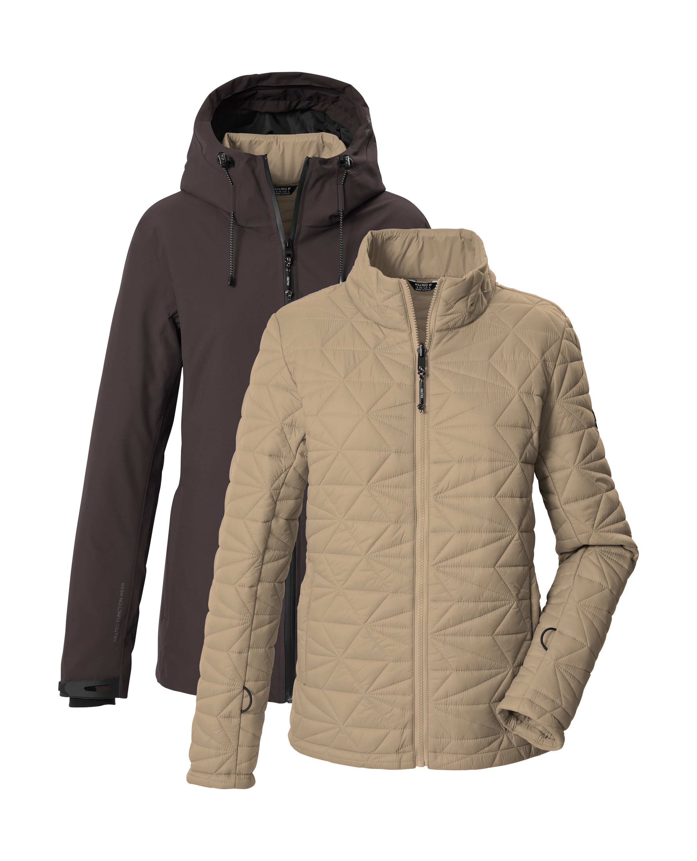 Killtec 3-in-1-Funktionsjacke KOW 20 WMN JCKT 3 in 1 Damenjacke, wasserdicht, atmungsaktiv, abzipbare Steppjacke