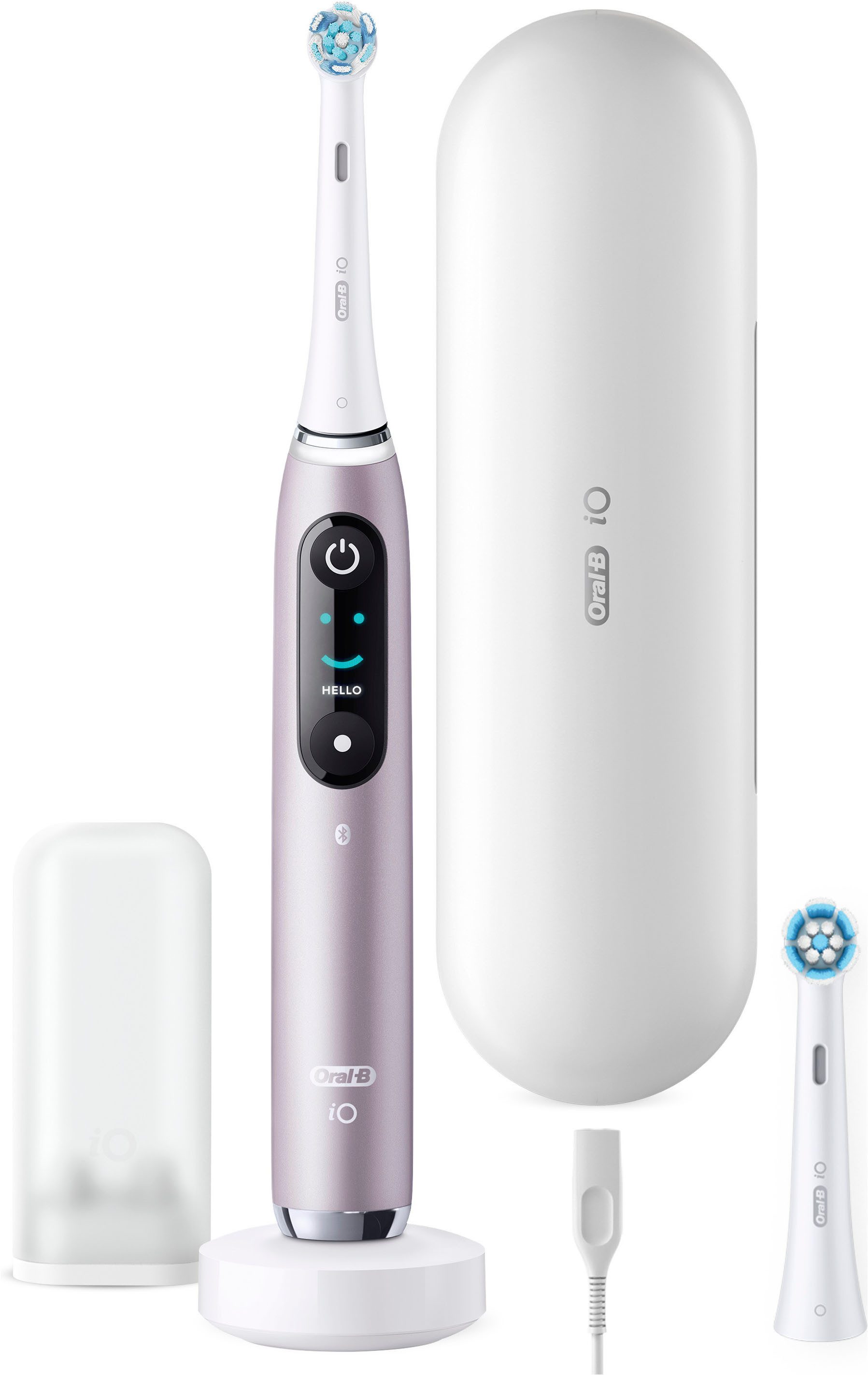 Oral-B Elektrische Zahnbürste Oral-B iO Series 9, Aufsteckbürsten: 2 St., 2 Aufsteckbürsten, 7 Putzmodi für Zahnpflege, 3D-Analyse, Farbdisplay & Lade-Reiseetui