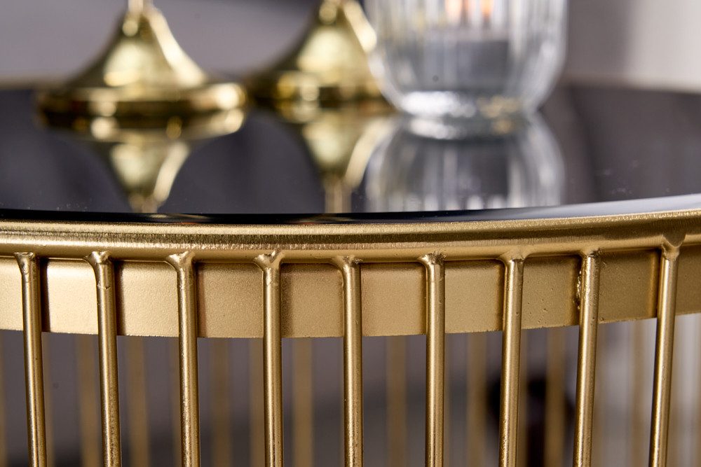 riess-ambiente Couchtisch VARIATION Ø80cm gold / schwarz (Einzelartikel, 1-St), Wohnzimmer · Schwarzglas · Metall -Gestell · rund · handmade · Design – Bild 5 von 5