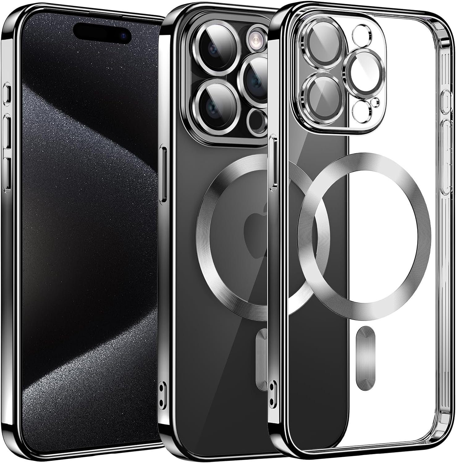 MSM Handyhülle Hülle für iPhone 15 Pro / 15 Pro Max Schutz MagSafe Silikon Titan