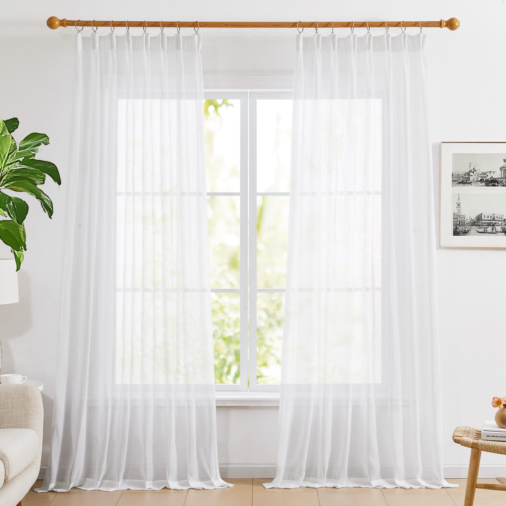 Deconovo Vorhang Halbtransparent Gardinen mit Kräuselband Voile Vorhänge fü günstig online kaufen