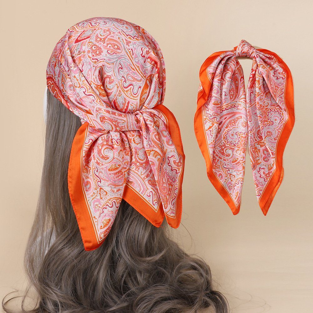 GLAMO Bandana 70 cm Kopftuch Satin Frauen Seide Haarschal Bandana für Orange