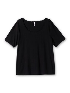 Sheego T-Shirt Große Größen mit Ajourmuster und Spitzendetails