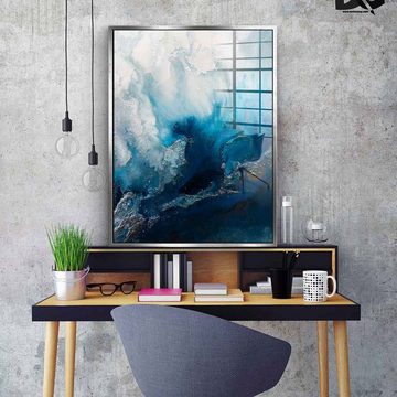 DOTCOMCANVAS® Acrylglasbild Blue Water - Acrylglas, Acrylglasbild Blue Water abstrakt schwarz weiß blau moderne Kunst
