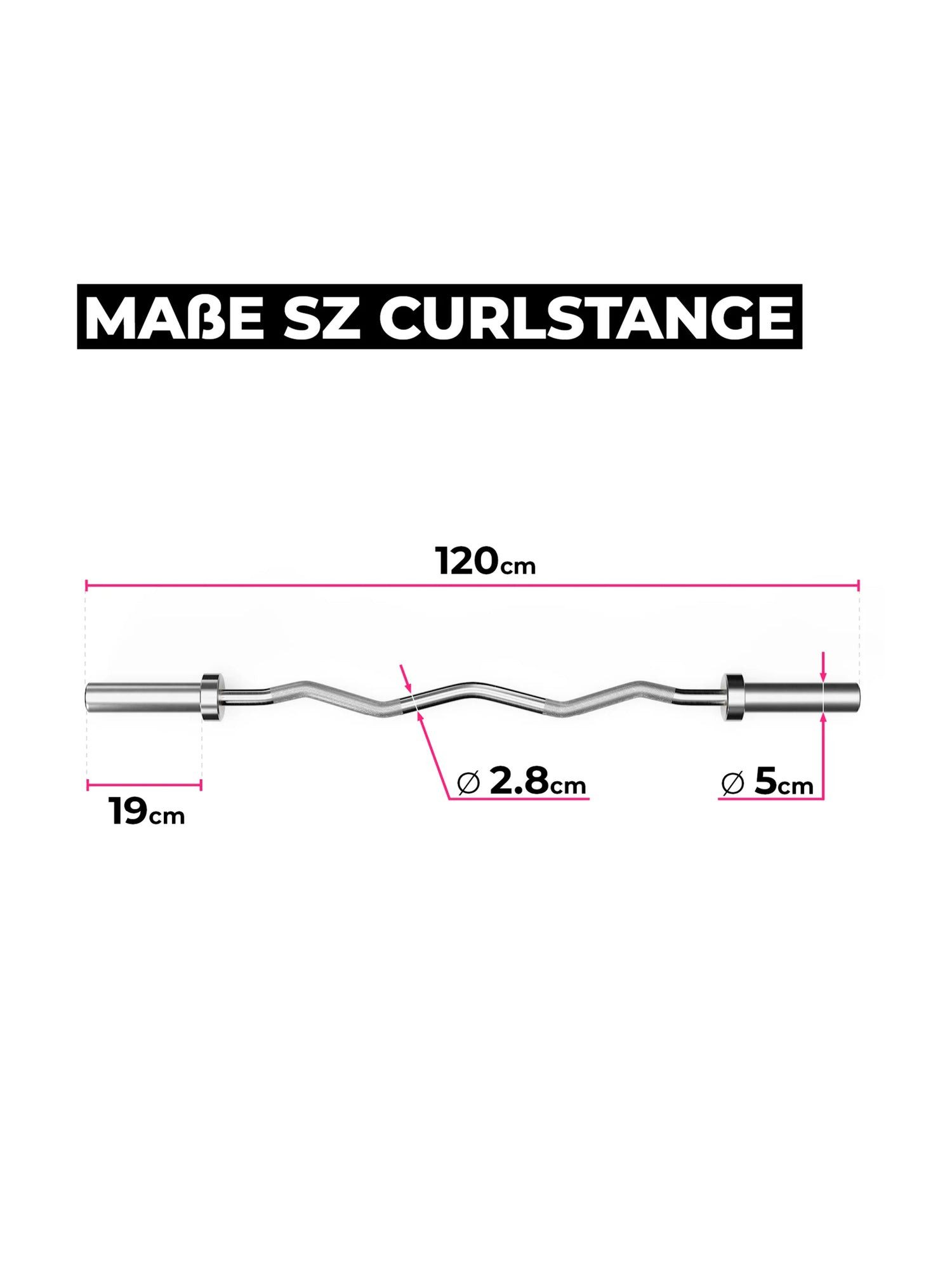 ATLETICA Langhantelstange SZ Stange, Curlstange, Hartchrom, 180.000 PSI