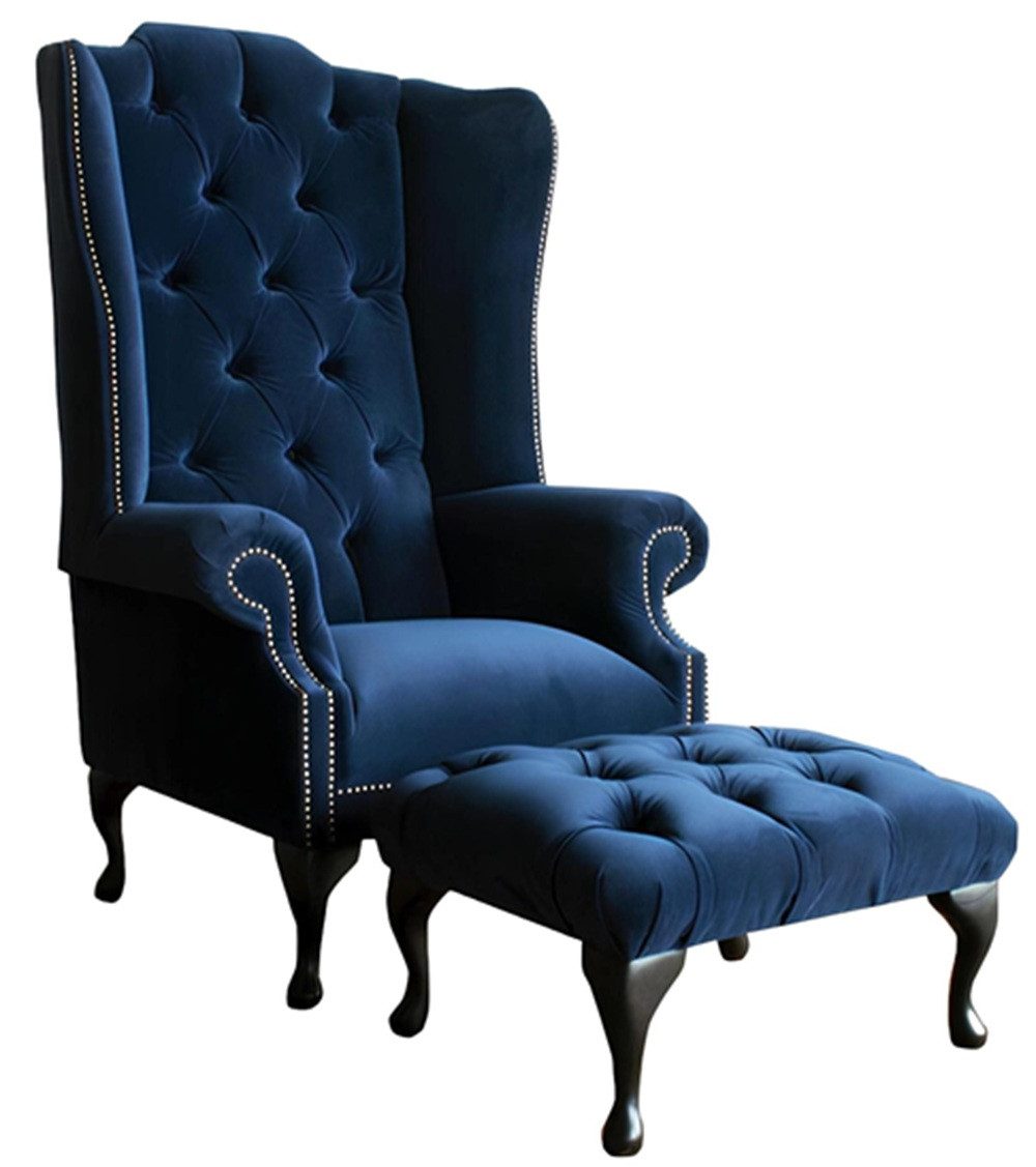 Xlmoebel Ohrensessel Chesterfield Ohrstuhl mit Hocker zum Entspannen und Fernsehen, (Sessel + Hocker), Hergestellt in Europa