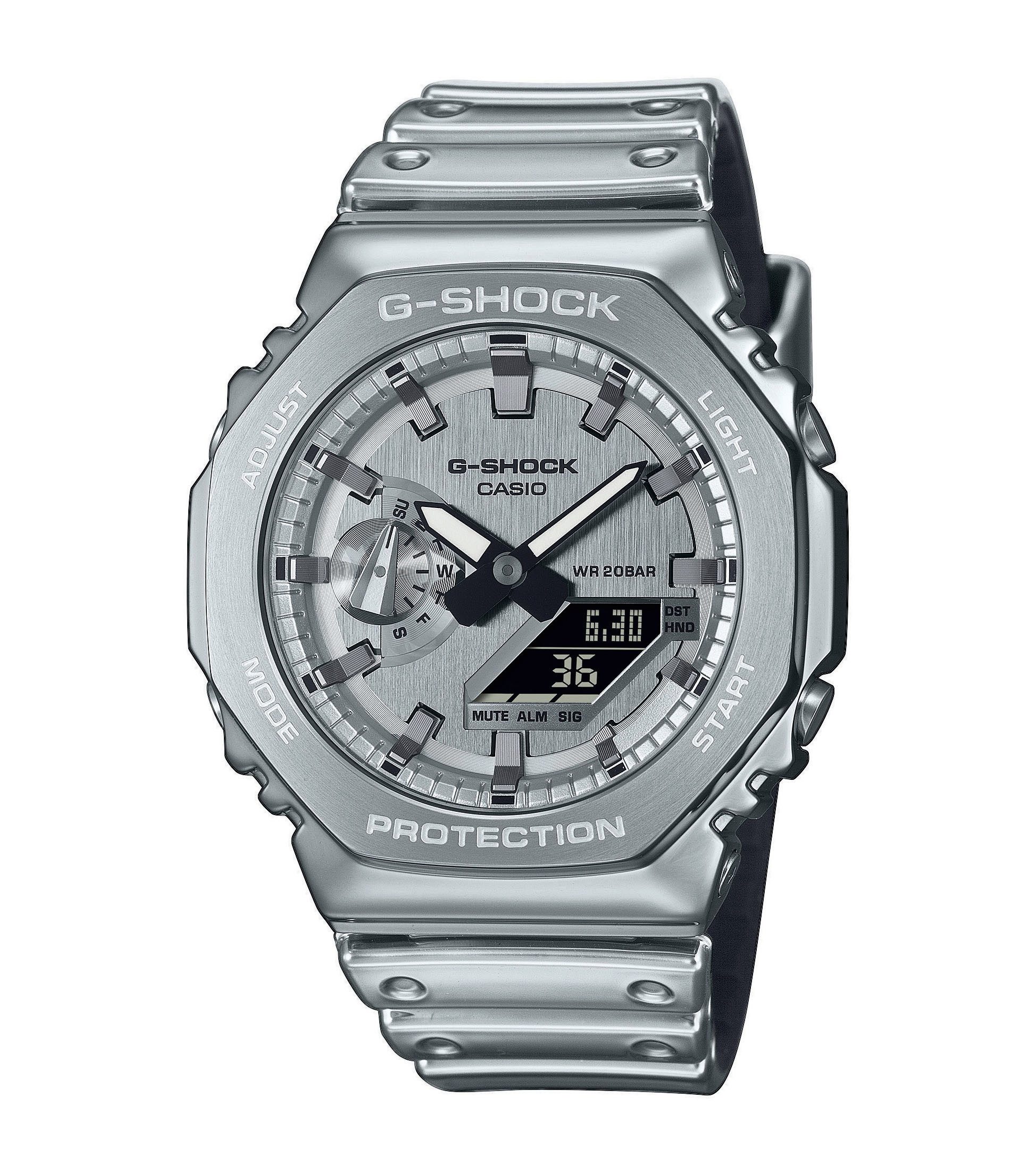 CASIO G-SHOCK Chronograph GM-2100YM-8AER, Quarzuhr, Armbanduhr, Herrenuhr, Silikonarmband, analog, digital