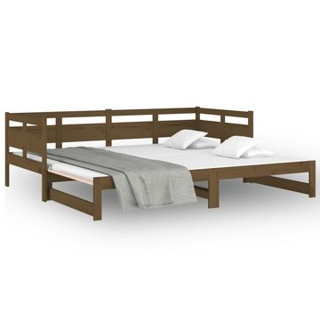 furnicato Bett Tagesbett Ausziehbar Honigbraun Massivholz Kiefer 2x(80x200) cm