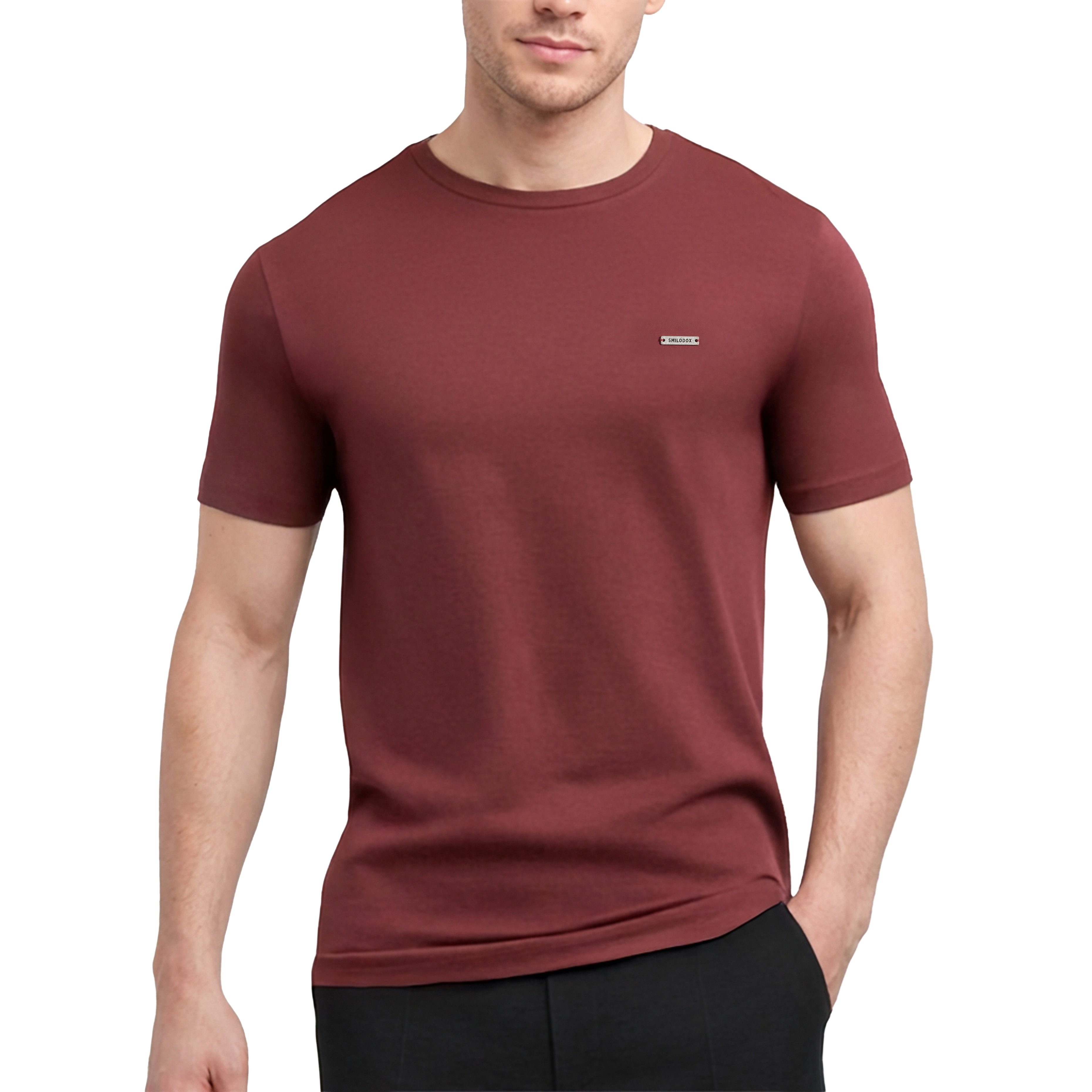 Smilodox T-Shirt Ilyas, Komfortables Herren-Shirt, Weiche hochwertige Baumwolle Schlichtes Oberteil Metalllabel Vielseitig kombinierbar Freizeit