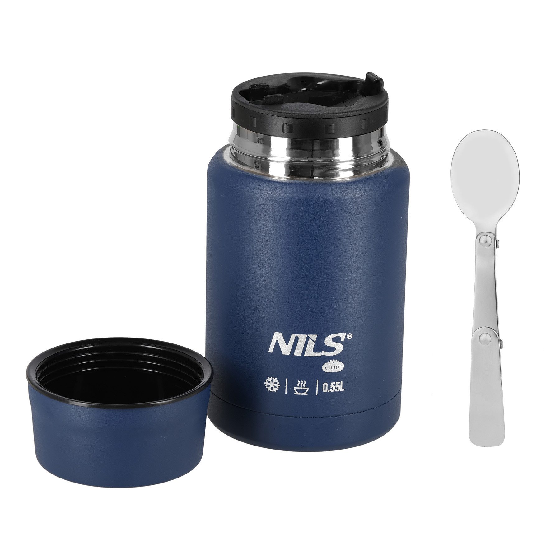 NILS CAMP Lunchbox Speisethermos Thermobehälter Warmhaltebox, Edelstahl, (Spar-Set, 1-tlg., 5 x 18, 9, 5 cm isoliert), doppelwandig, auslaufsicher, BPA-frei, Edelstahl