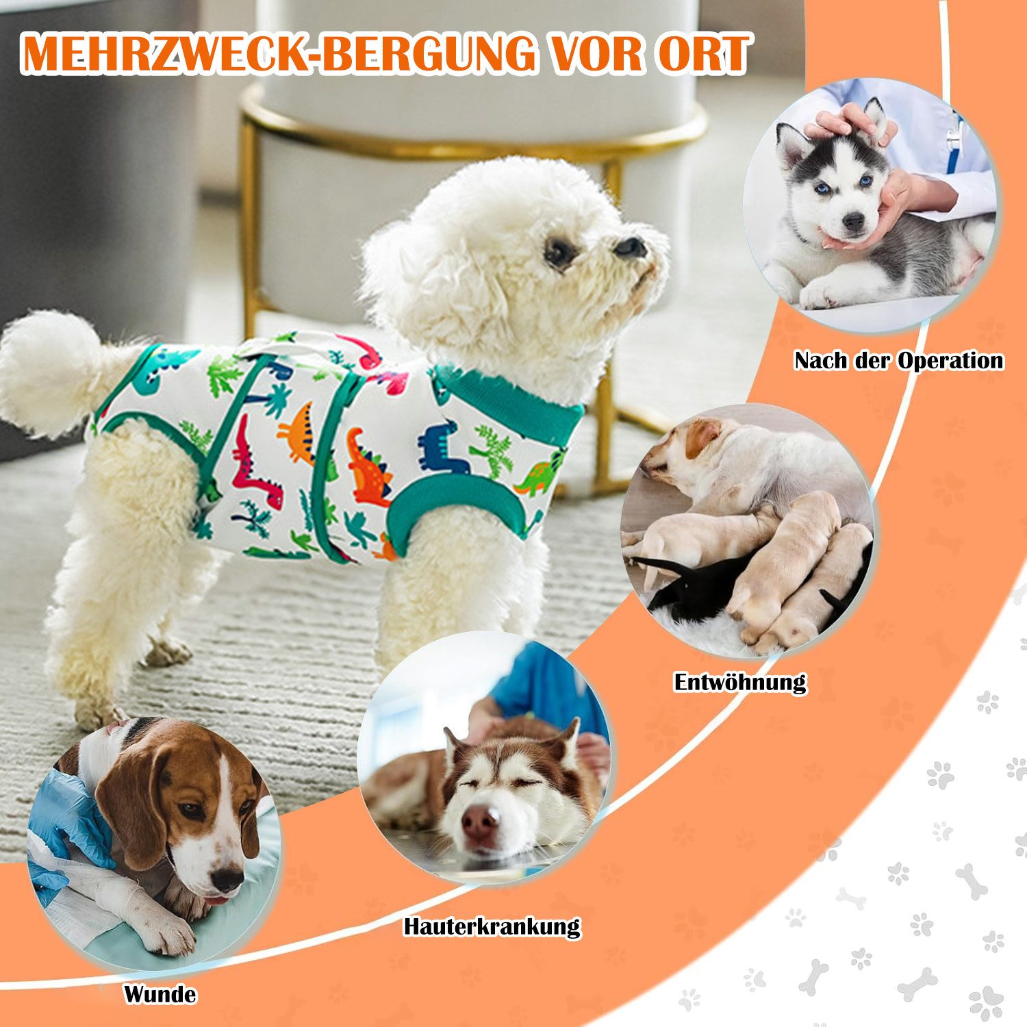Refttenw Tiermantel Kastrationsanzug für Hunde,Haustierpflegeanzug,Leckprävention