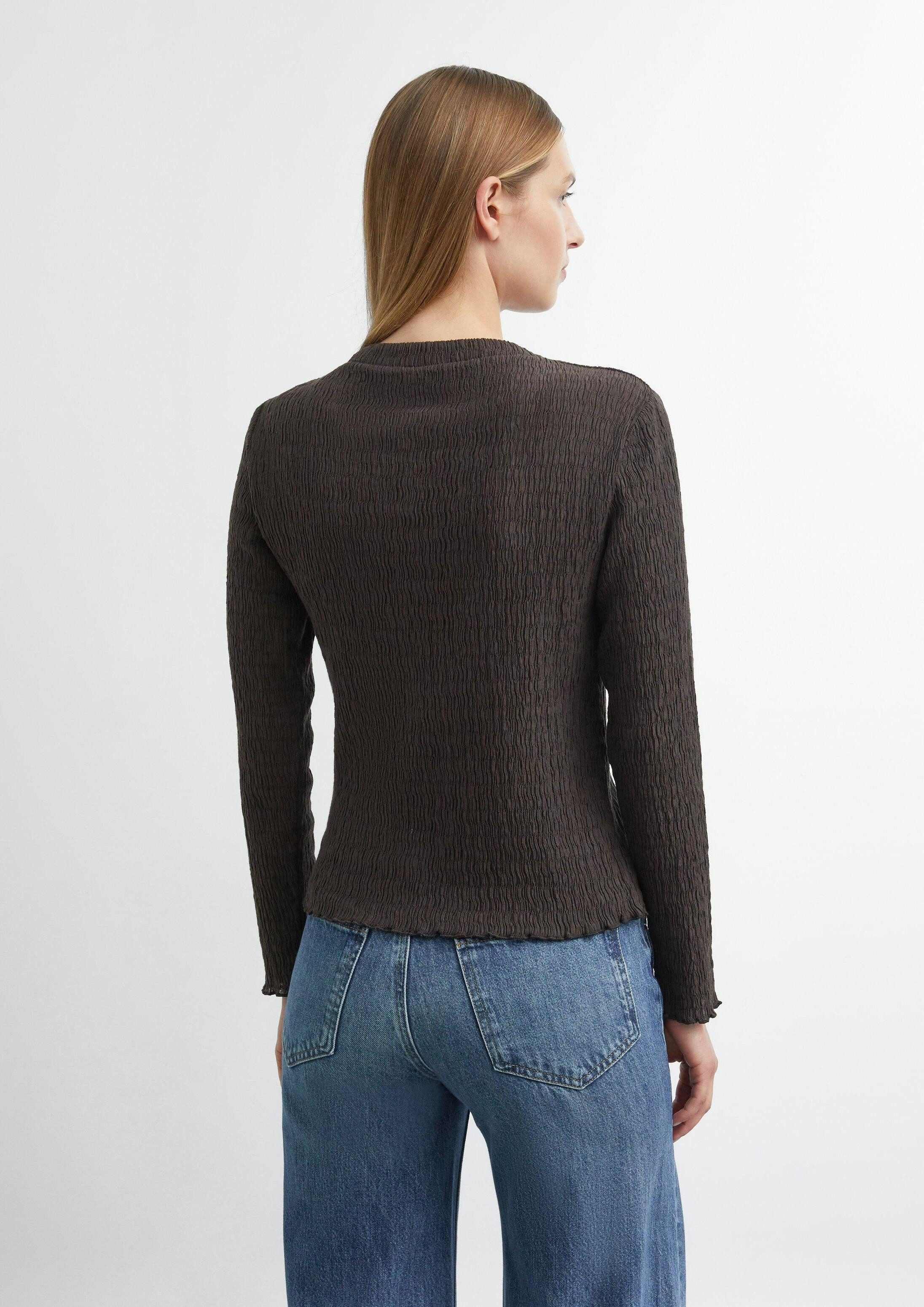 comma Langarmshirt T-Shirt Strukturiertes Longsleeve mit leichtem Mockneck
