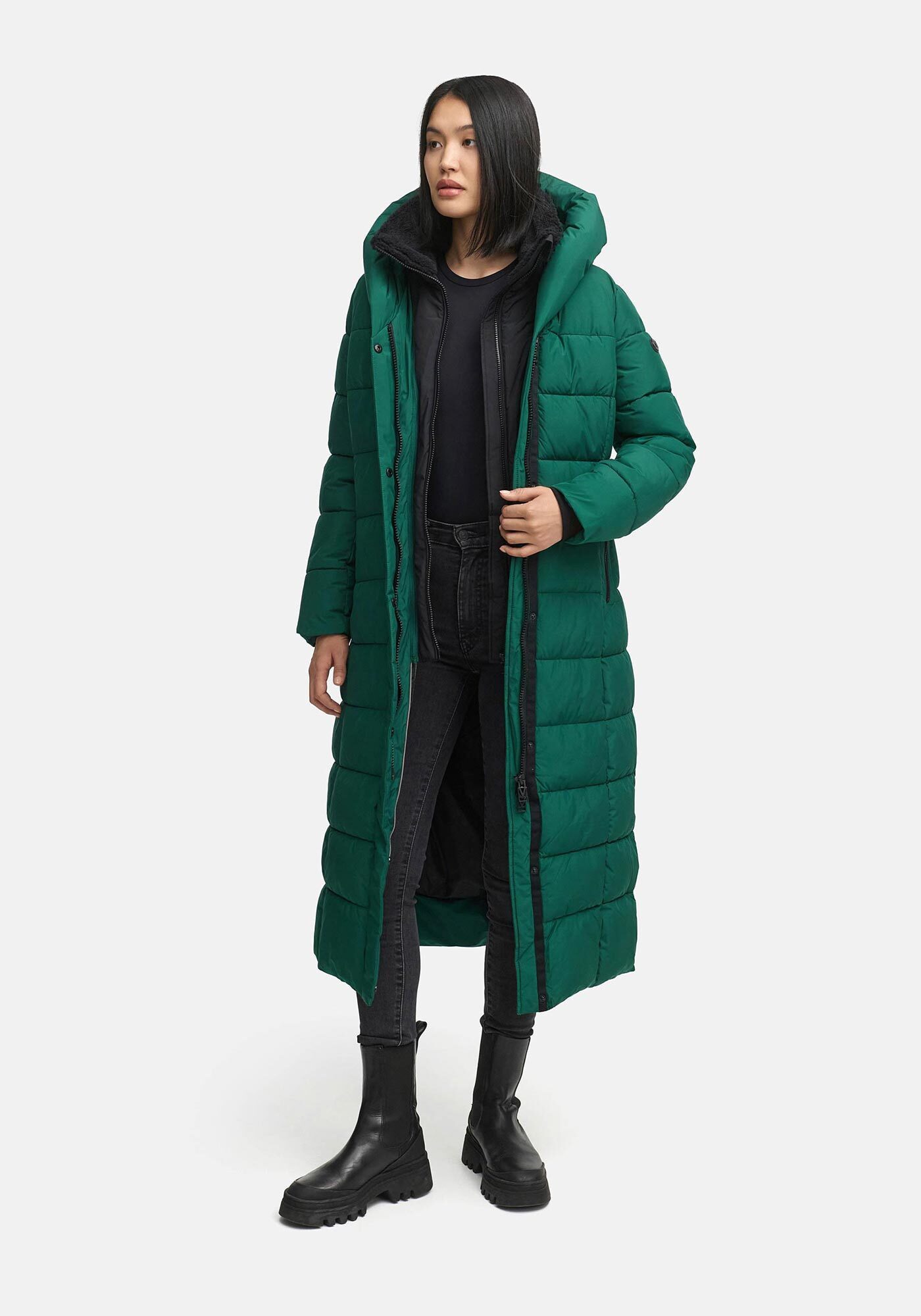 Marikoo Winterjacke Pakoraa extra langer Winter Mantel mit abnehmbaren Innenteil