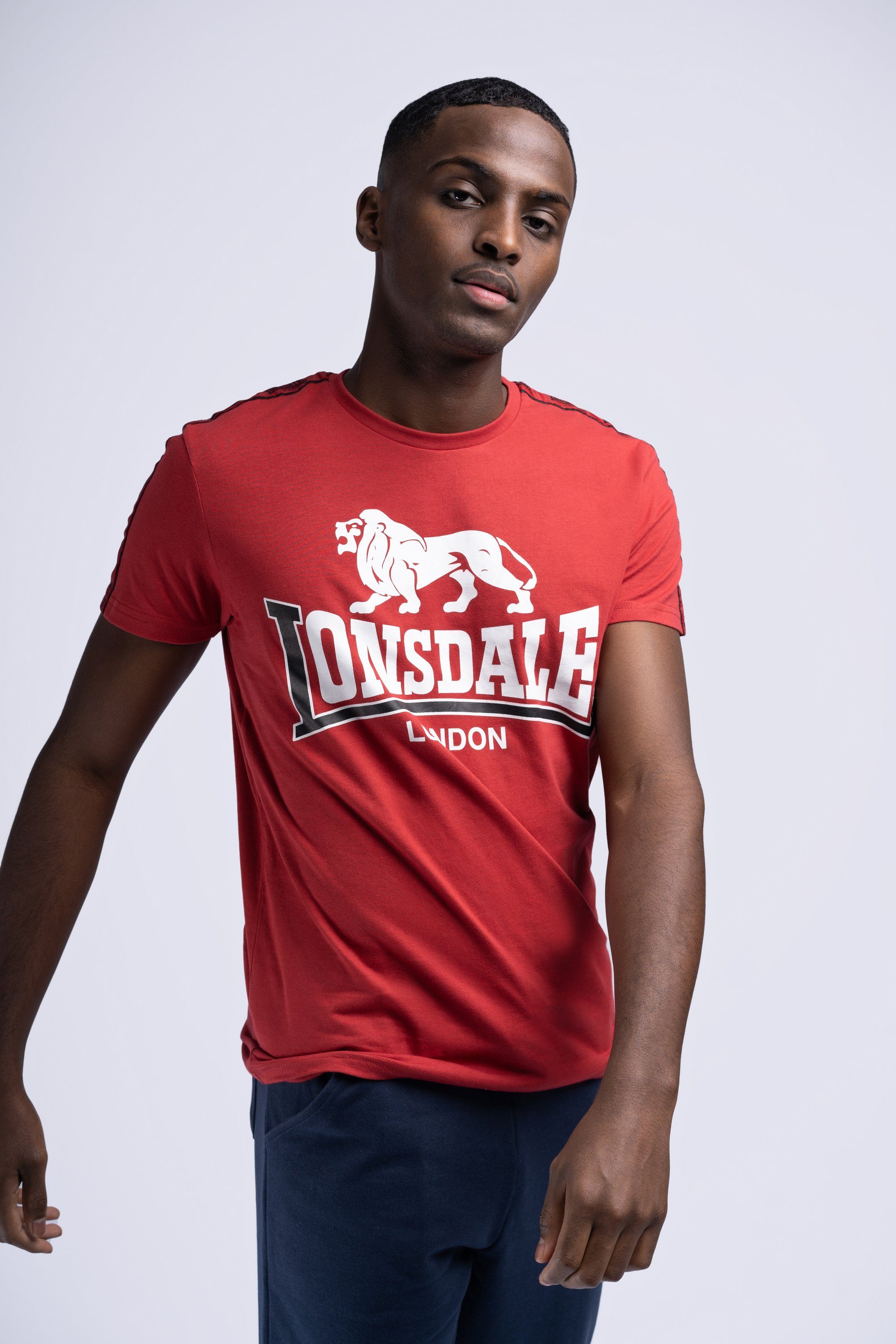 Lonsdale T-Shirt Dark Red/White/Black PARSON