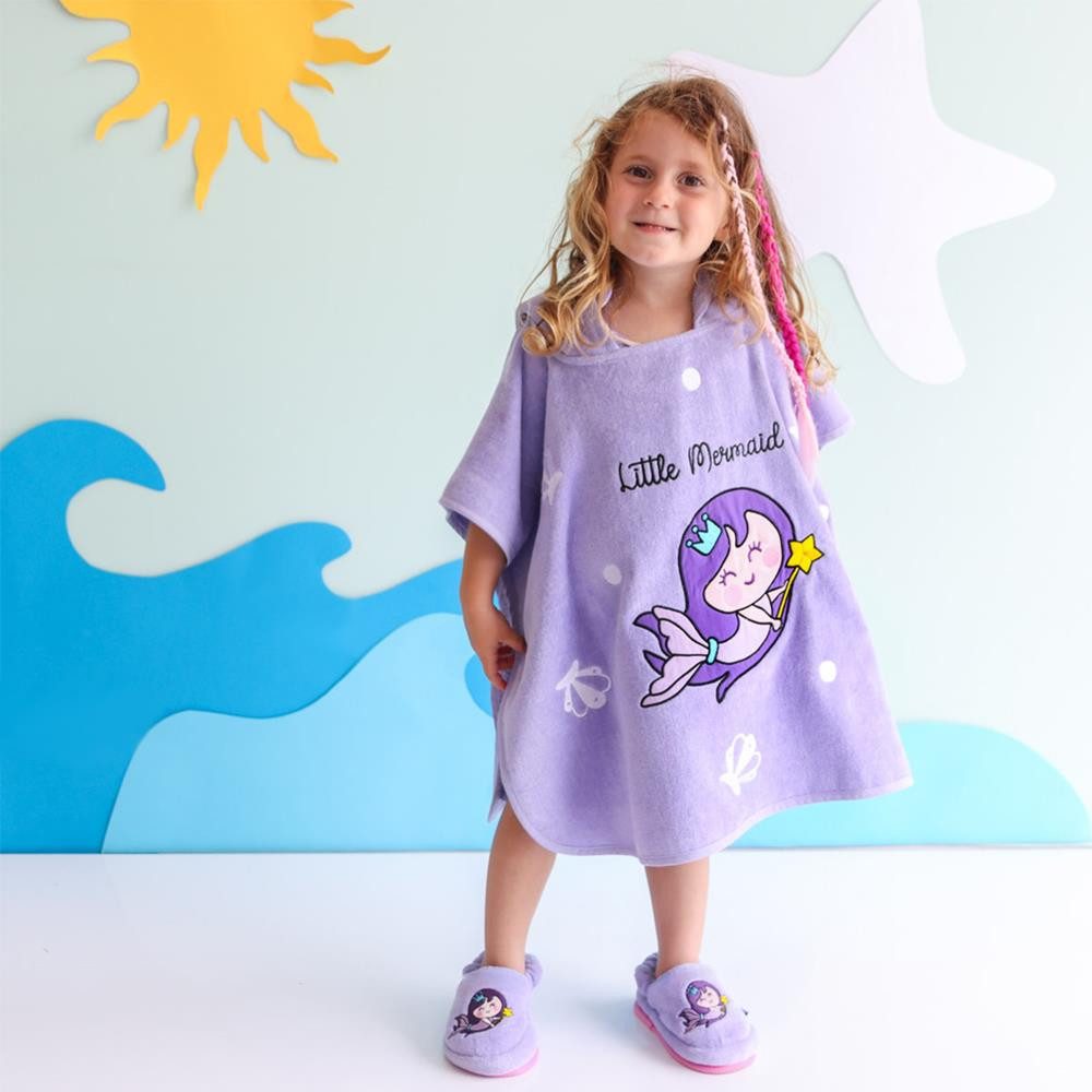 MILK&MOO Poncho Milk&Moo Kinder Set Little Mermaid – Poncho & Hausschuhe, Lila (1-St)